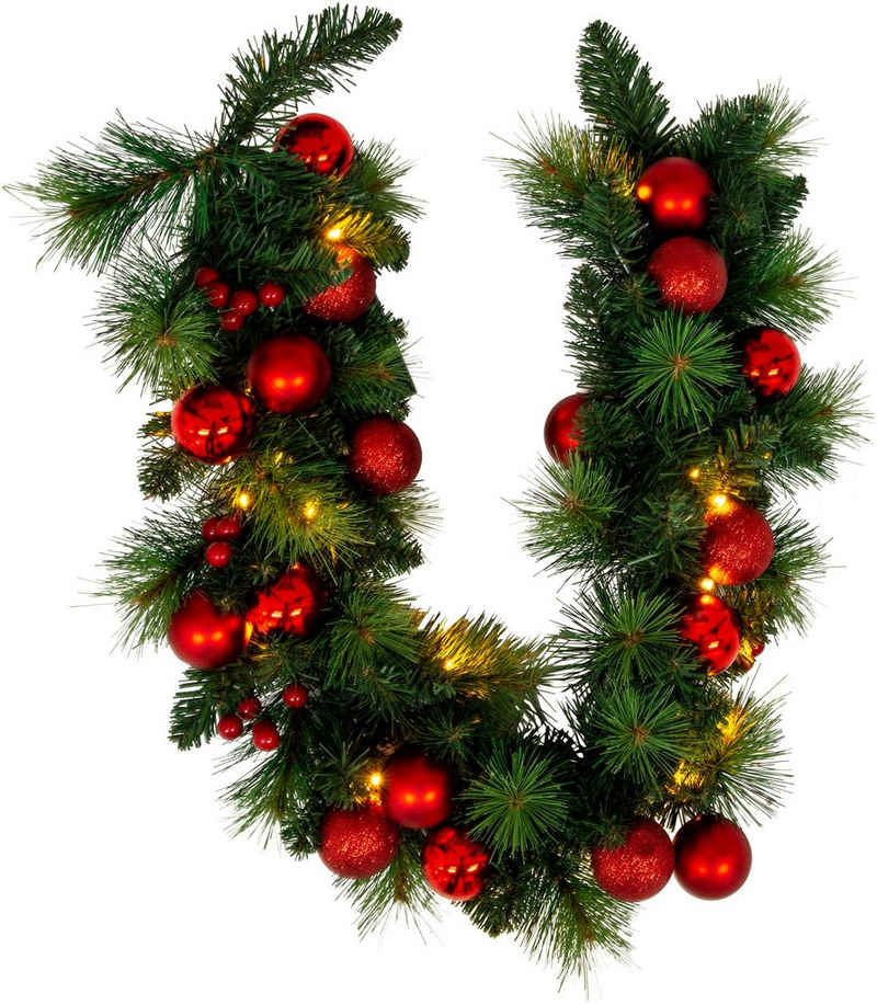 näve LED-Lichterkette »LED-Weihnachtslichterkette mit Dekoration, Weihnachtsdeko«, AA Batterie, Timerfunktion (6on/18off), mit Ein-/Ausschalter, rot/grün