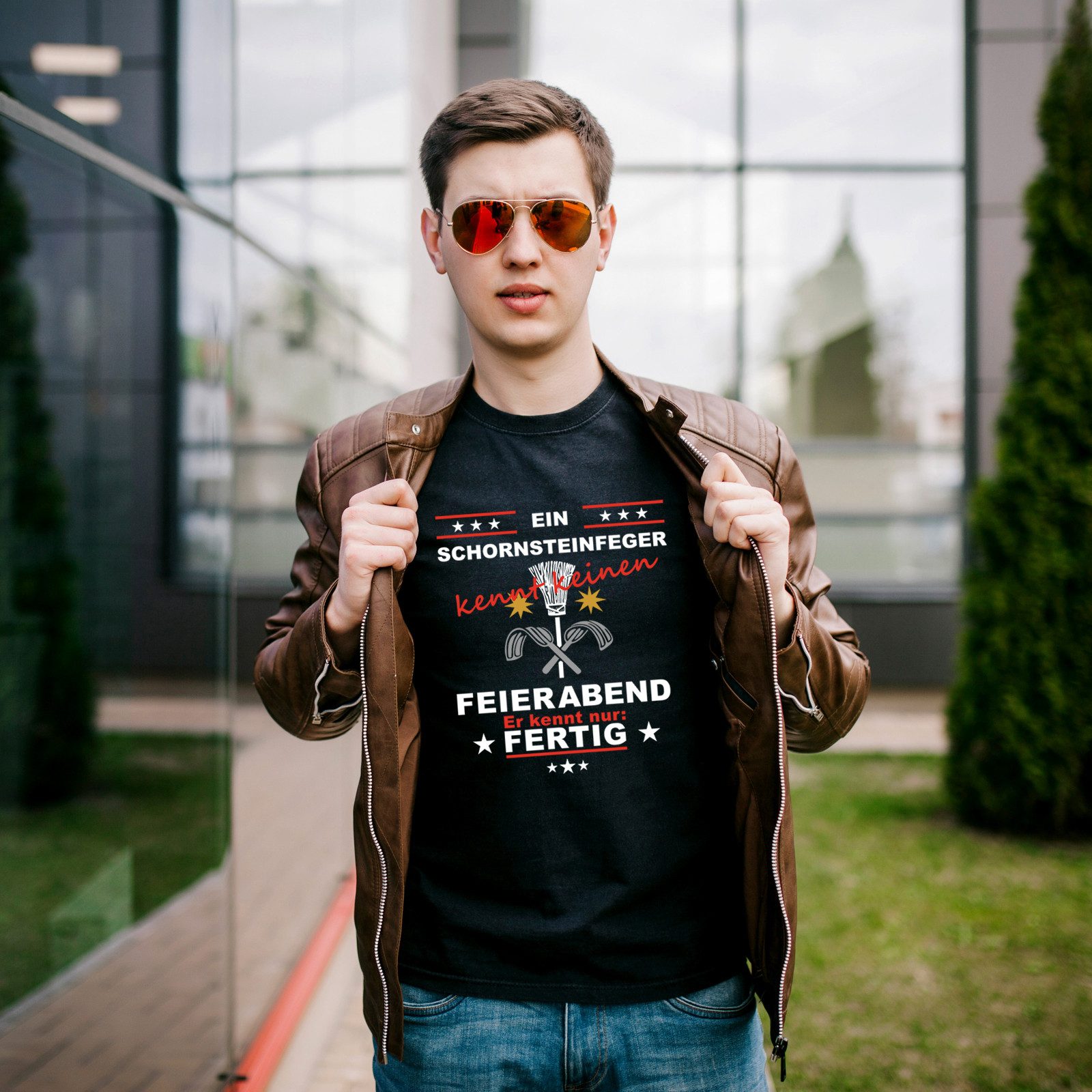 Lasernauten Print-Shirt T-Shirt Schornsteinfeger Feierabend mit Zunftsymbol günstig online kaufen