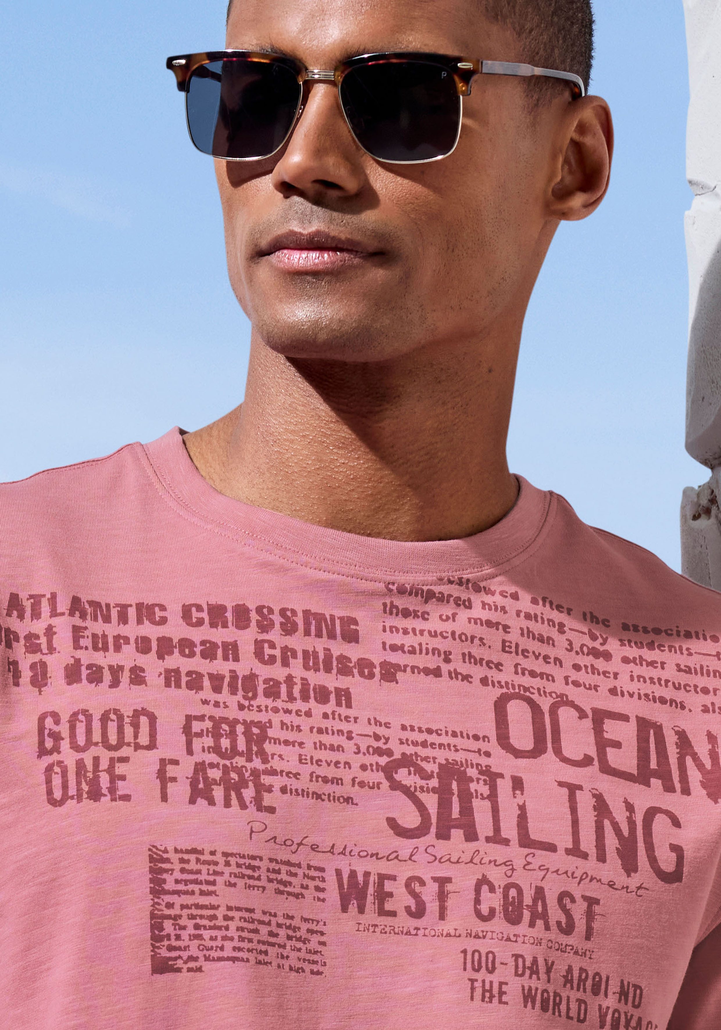 John Devin T-Shirt mit Print Regular-Fit, aus Slub-Qualität, mit Print