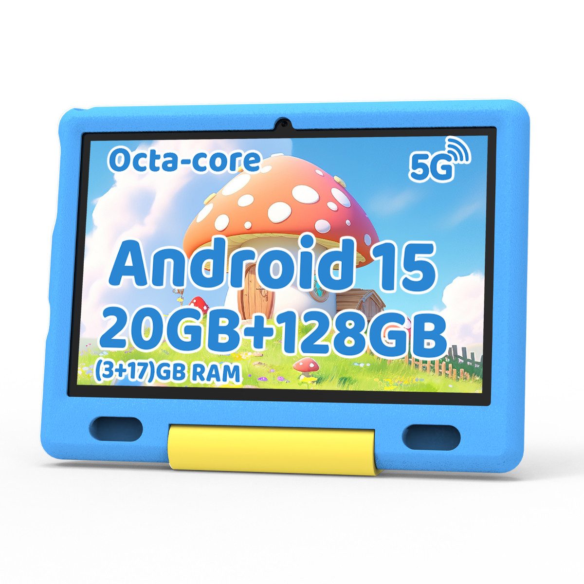 Happybe 10 Zoll Octa Core 20(3+17)GB+128GB+1TB Erweiterbar, WiFi, Kinder Tablet (10", 128 GB, Android 15, WiFi 6, Widevine L1, Gesichtsentsperrung, Elternkontrolle, Spielerisch lernen)