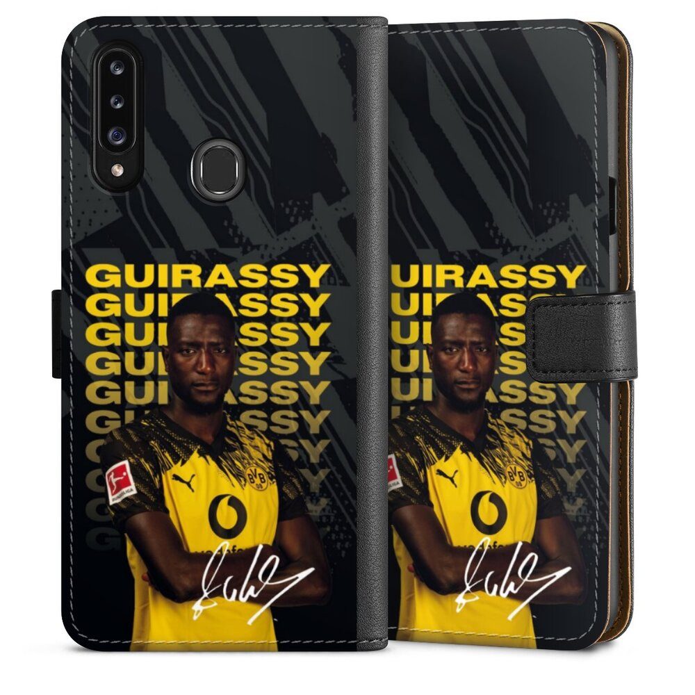 DeinDesign Handyhülle Borussia Dortmund Serhou Guirassy BVB Serhou Guirassy 25/26, Samsung Galaxy A20s Hülle Flip Case Klapphülle Handytasche Leder