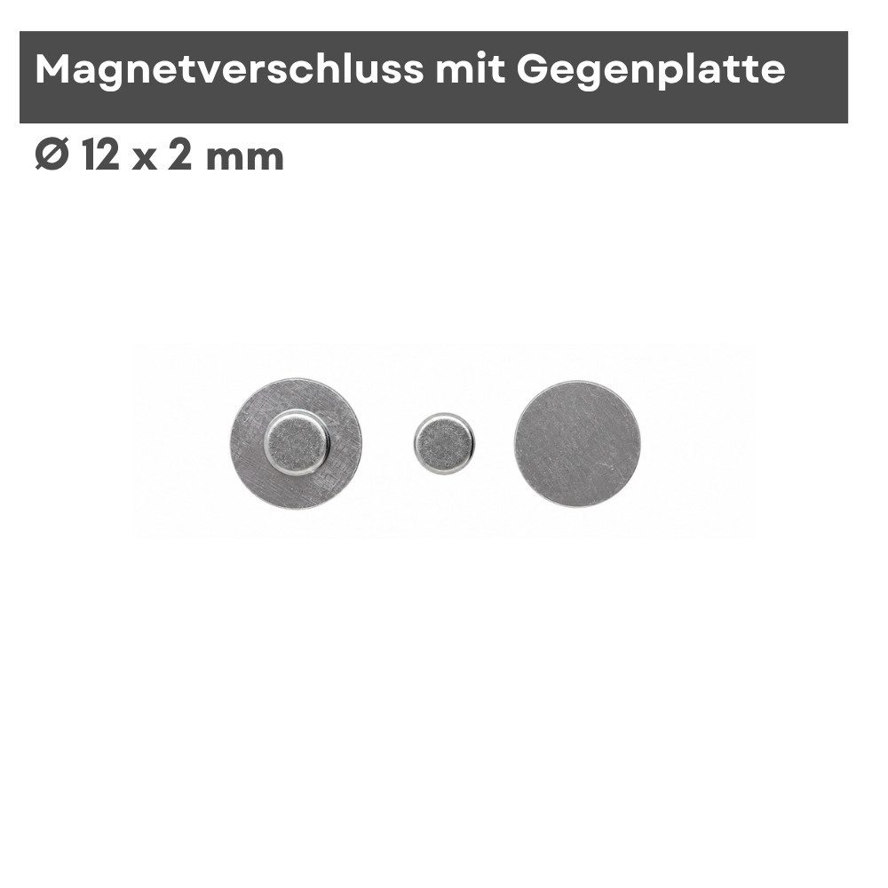 MaajeeKuto Magnet Taschenmagnet Ø12x2mm einseitig mit Gegenplatte (10-St)