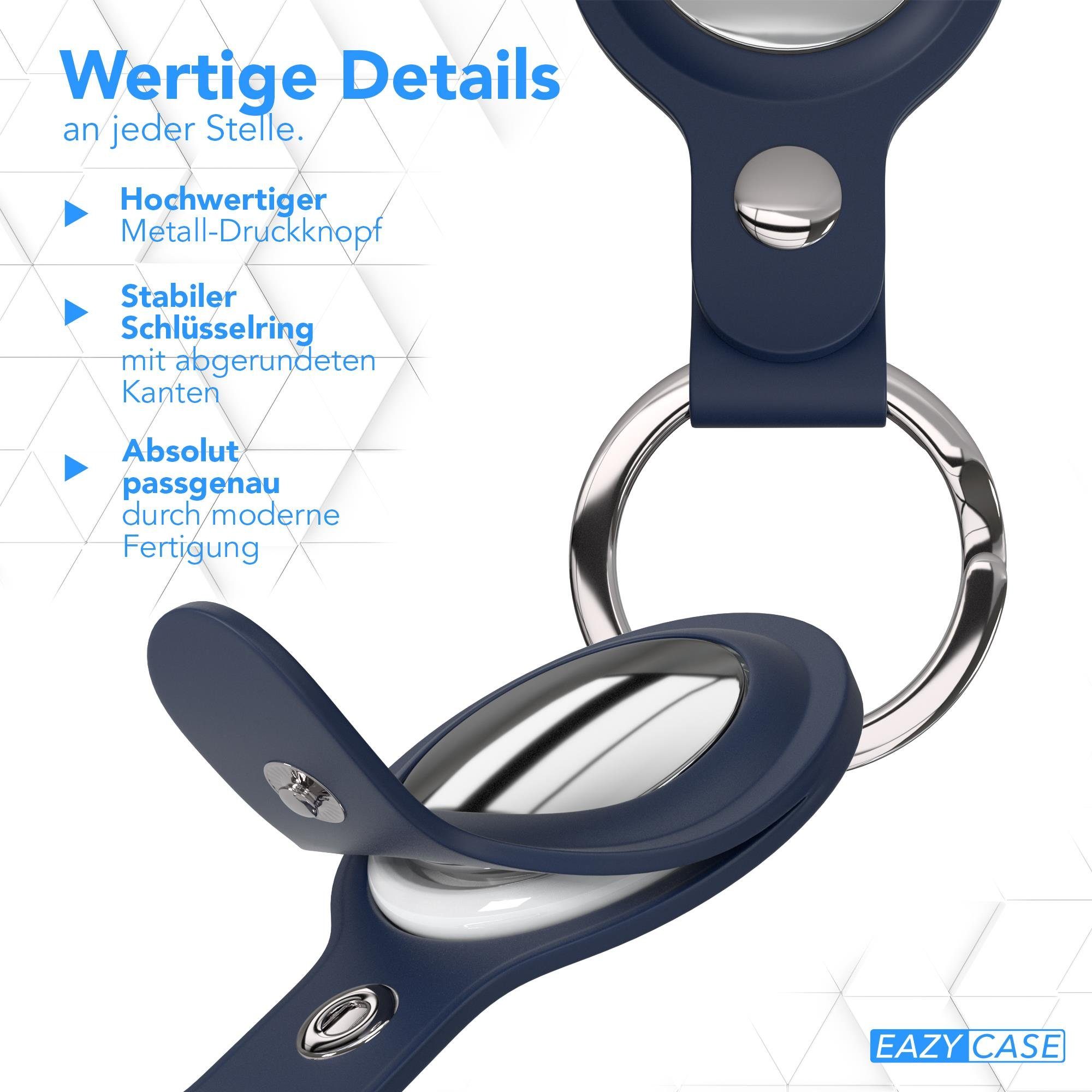 Anhänger Schlüsselanhänger CASE AirTag, Blau EAZY Apple Schlüsselring Hülle Kratzfeste mit aus Tasche Nacht kompatibel Airtags Silikon