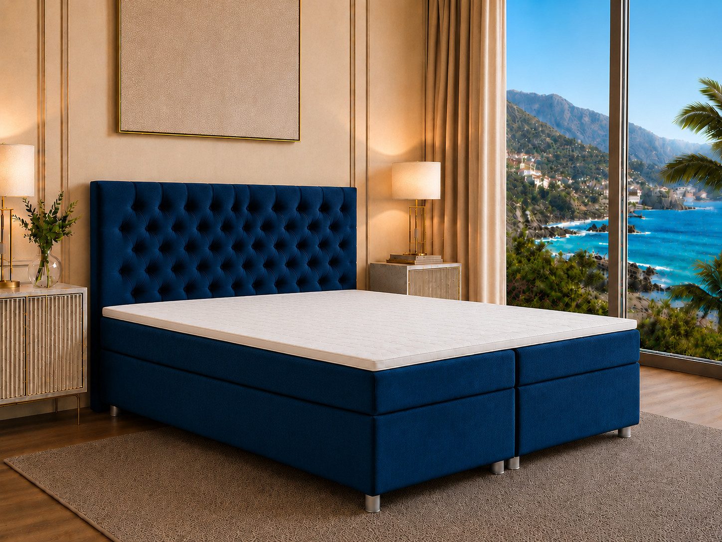 Best for Home Boxspringbett Boxspringbett Trinity K-14 7-Zonen Bonell 140–200 cm mit Stauraum (Boxspringbett-Set, 1-St., Bonell-Matratze, gepolstertes Kopfteil, Polsterbett versch. Größen), mit oder ohne Topper, Handwerksqualität