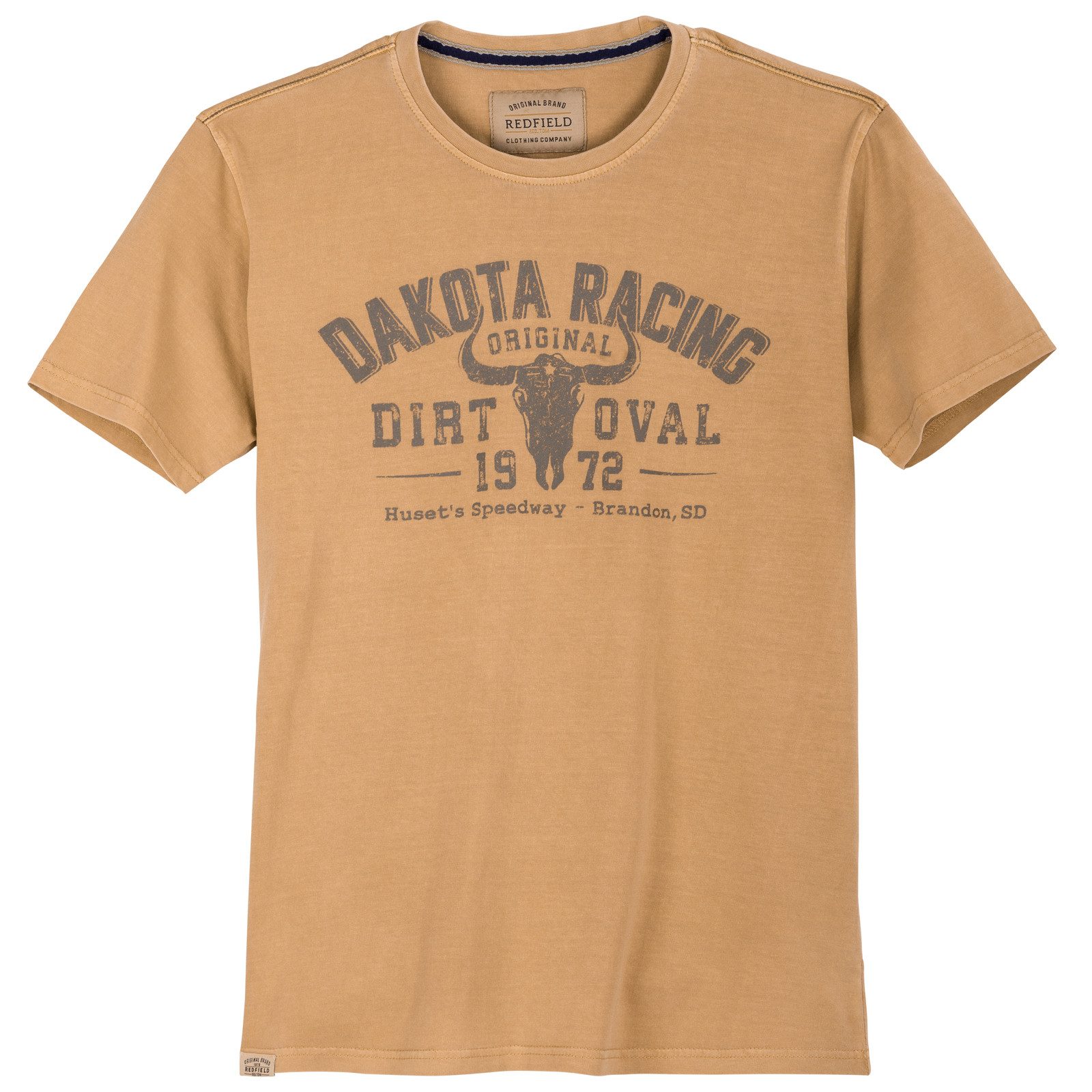 redfield Rundhalsshirt Redfield XXL T-Shirt currygelb Vintagelook Dakota
