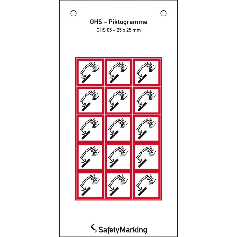 SafetyMarking Hinweisschild SafetyMarking 30.B1026 GHS-Gefahrenpiktogramm 05 Ätzwirkung Folie selb