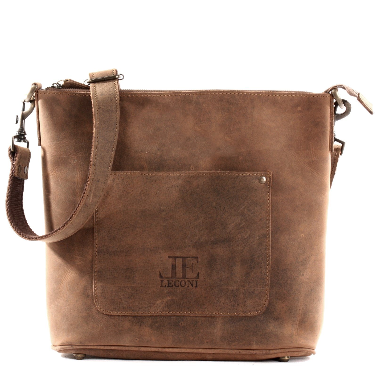 LECONI Umhängetasche Schultertasche Damentasche Handtasche Ledertasche Echt Leder LE3067