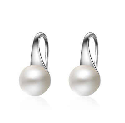 HYTIREBY Perlenohrringe Damen Ohrringe 925 Sterling Silber Perlen Ohrringe Ohrclips, 925 Sterling silber-Ohrringe