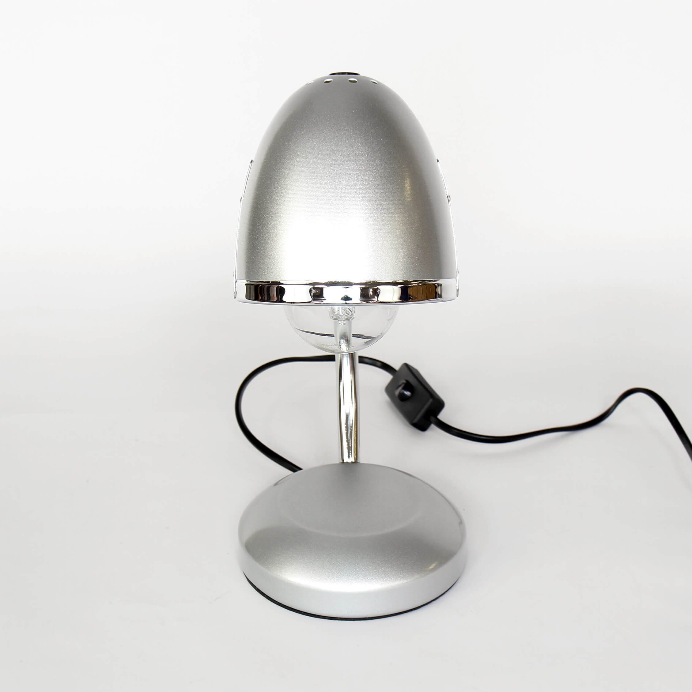 Retro Licht-Erlebnisse Nachttischlampe Schreibtischleuchte ohne Metall H:36cm Arbeitszimmer Leuchtmittel, Silber POCATELLO,