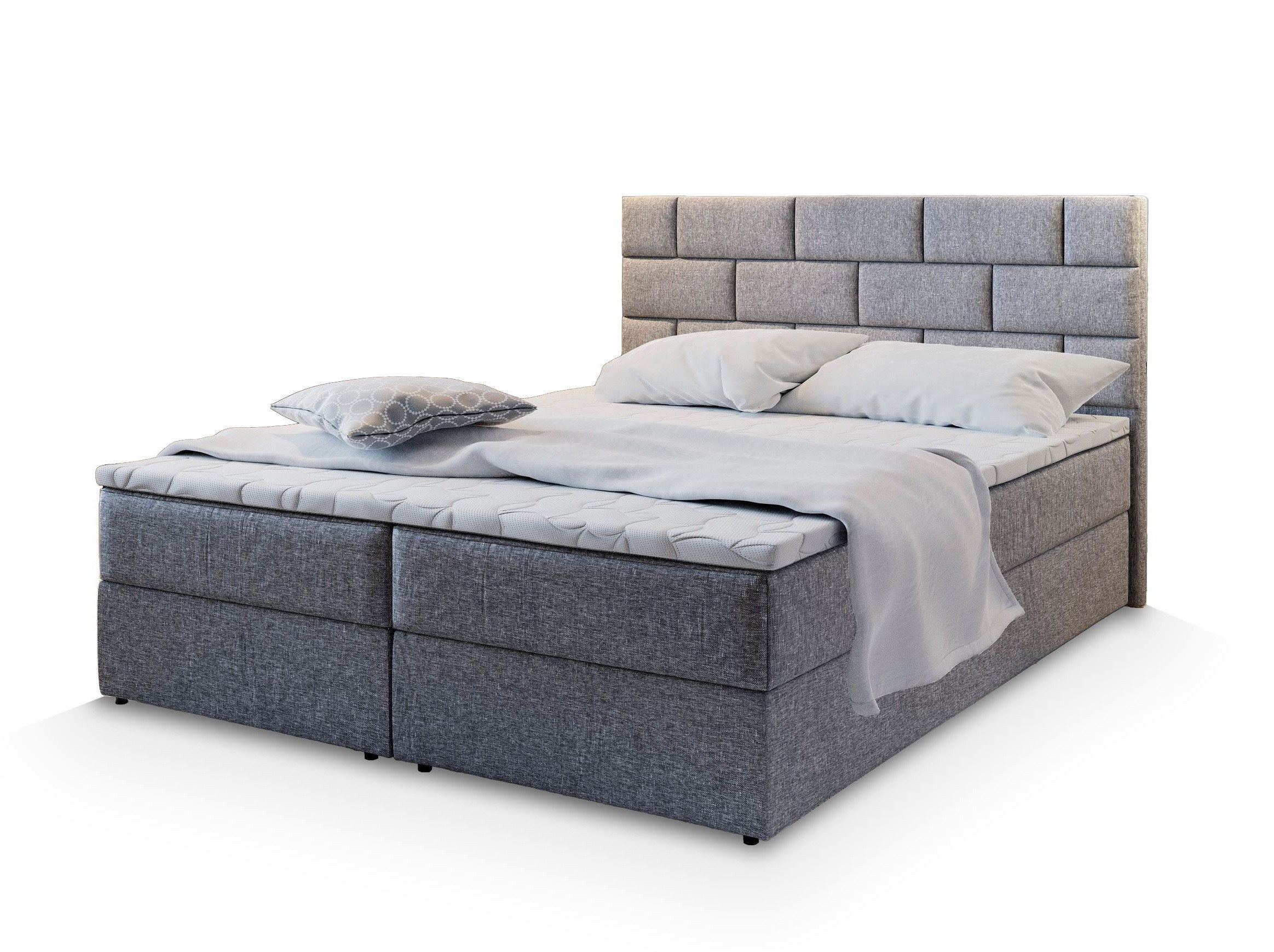 Masseno Boxbett KERLO 140x200 cm mit Bonell Matratze und Topper, Doppelbett, Polsterbett mit Kopfteil, Boxspringbett
