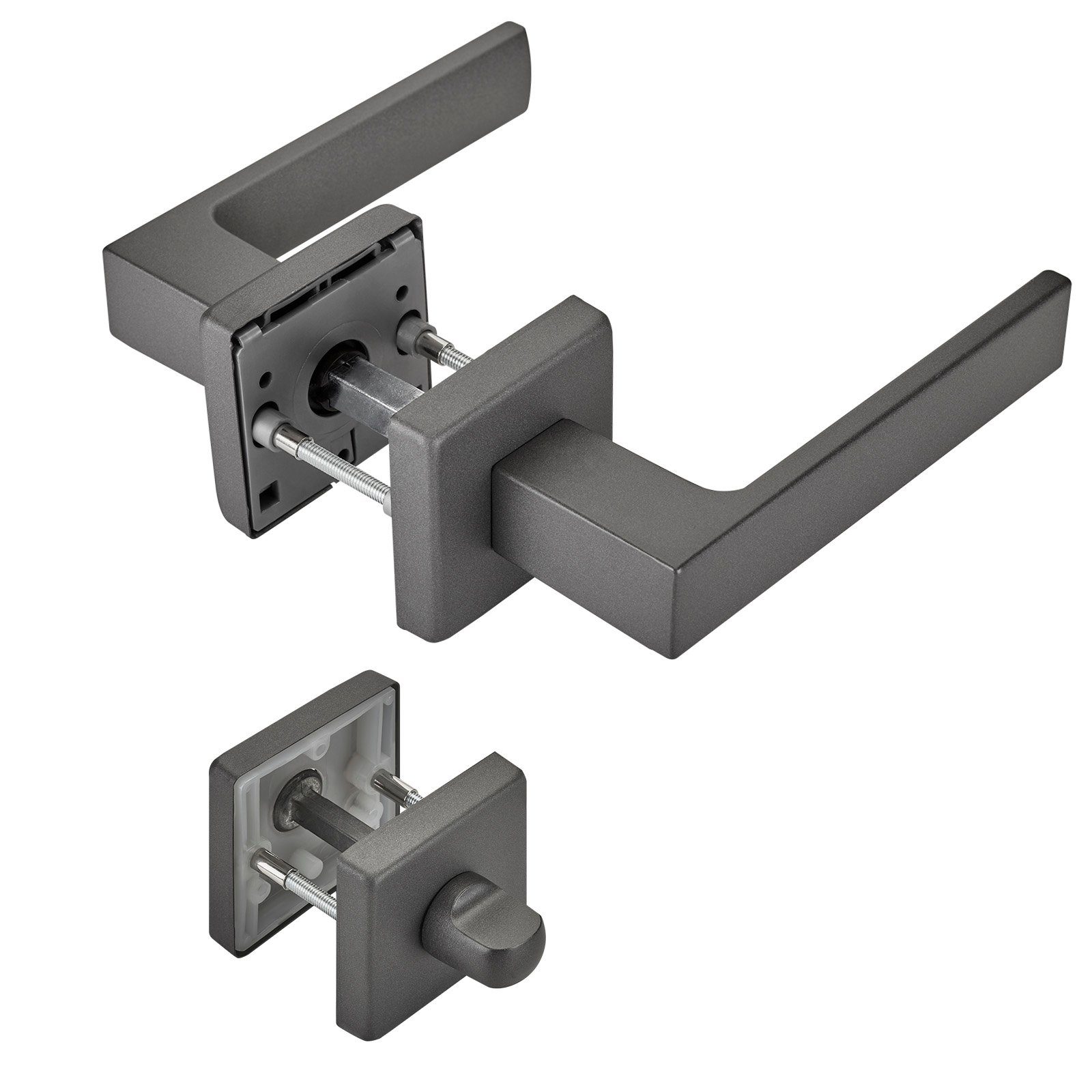 Drückergarnitur Türdrücker CUBE anthrazit 120 x 22 mm Vierkant 8 x 8 mm