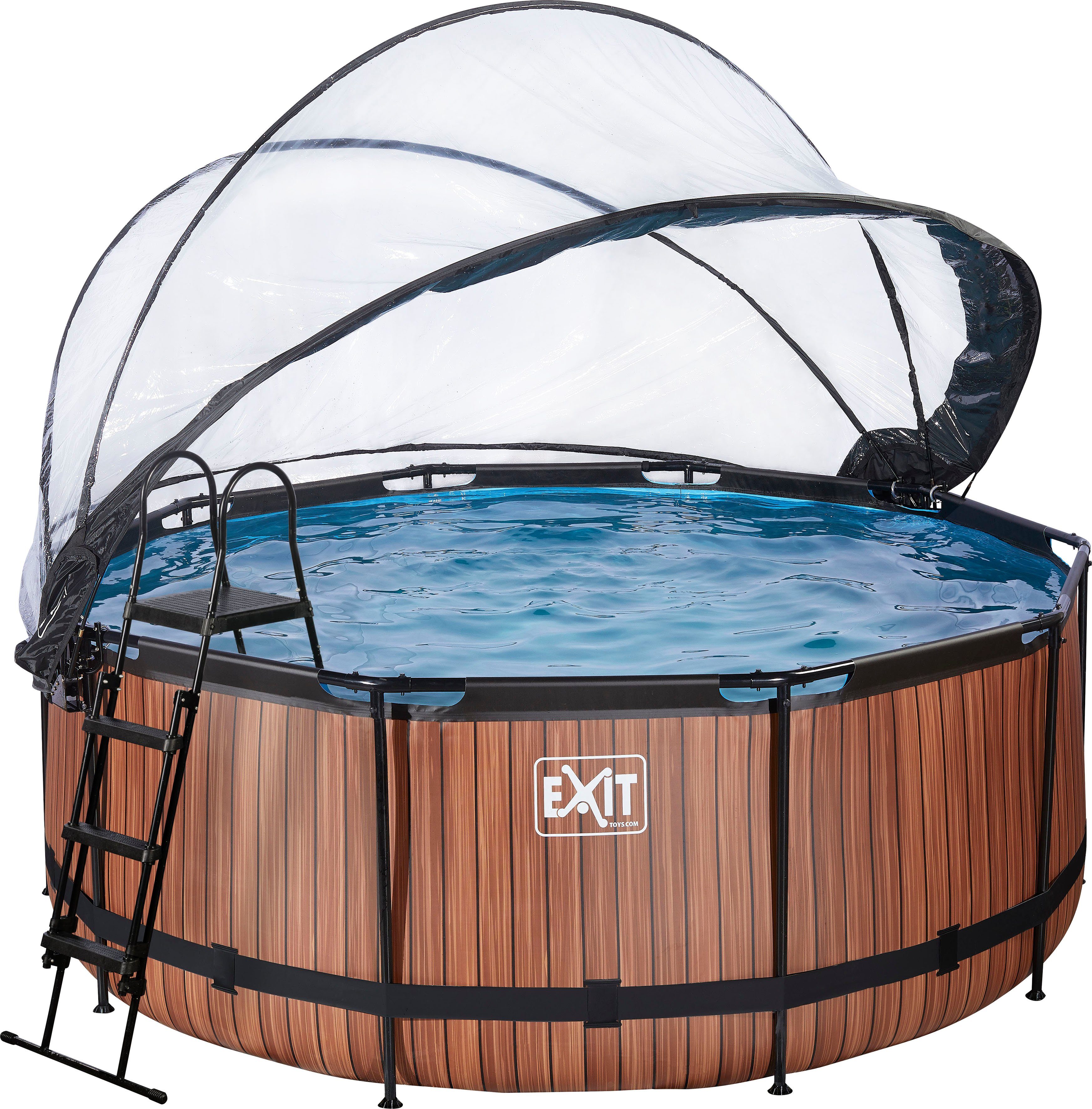 EXIT Framepool inkl. multifunktionaler Abdeckung und Wärmepumpe (Set, 5-tlg), ØxH: 360x122 cm, mit Sandfilteranlage, Wärmepumpe, Sicherheitsleiter
