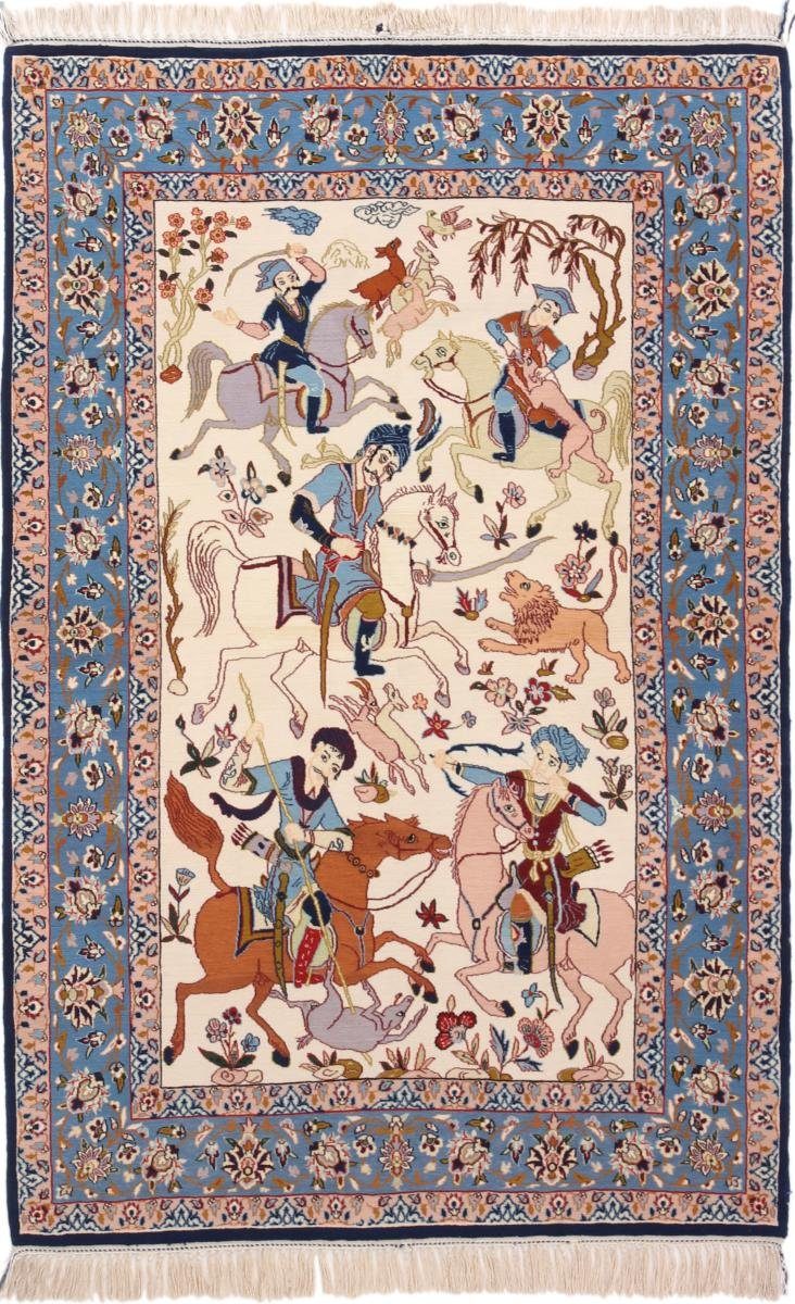 Handgeknüpfter 106x164 8 Seidenkette Orientteppich, rechteckig, mm Isfahan Höhe: Orientteppich Nain Trading,