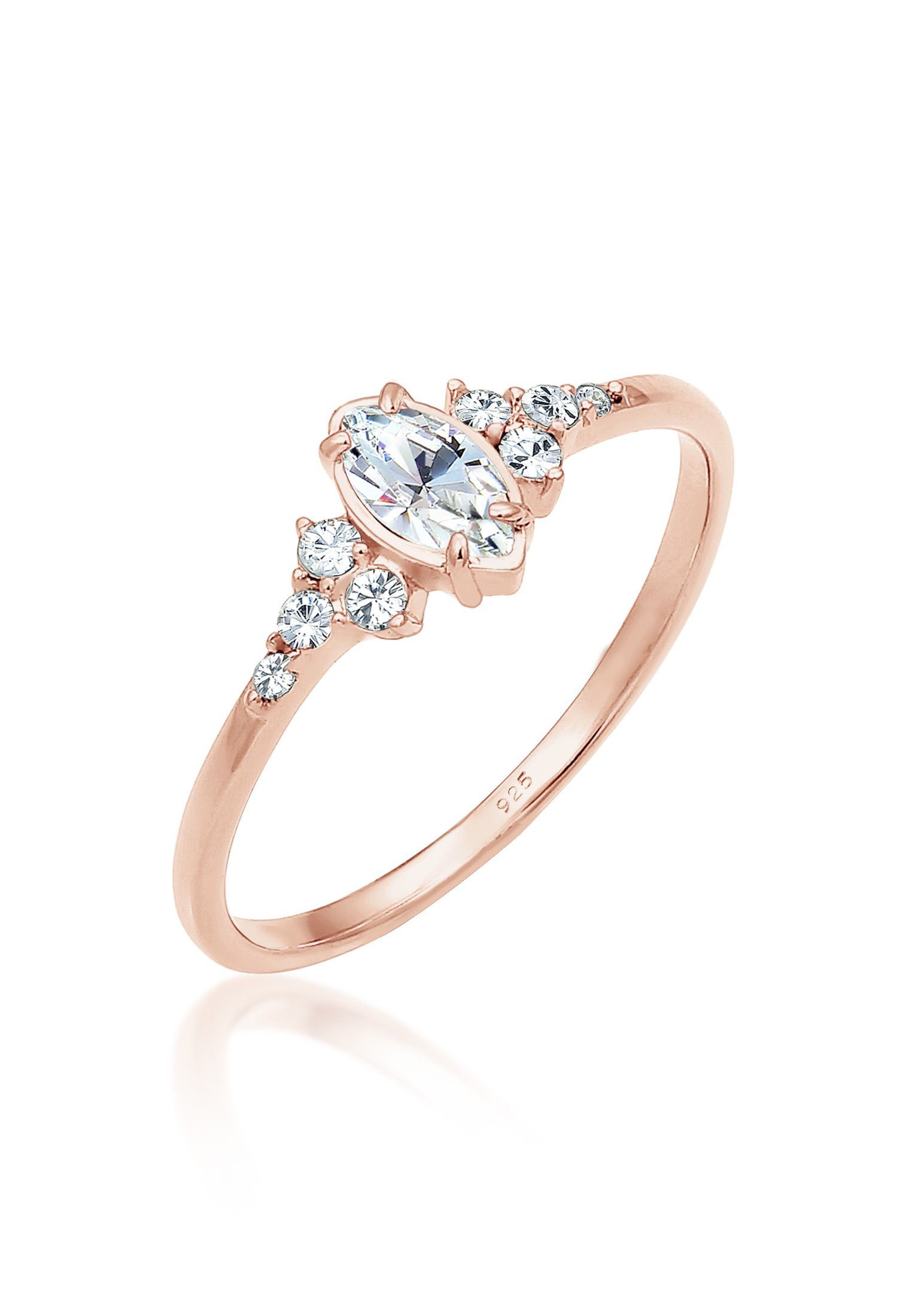 Elli Verlobungsring Kristalle Marquise Design 925 Silber Rosegold