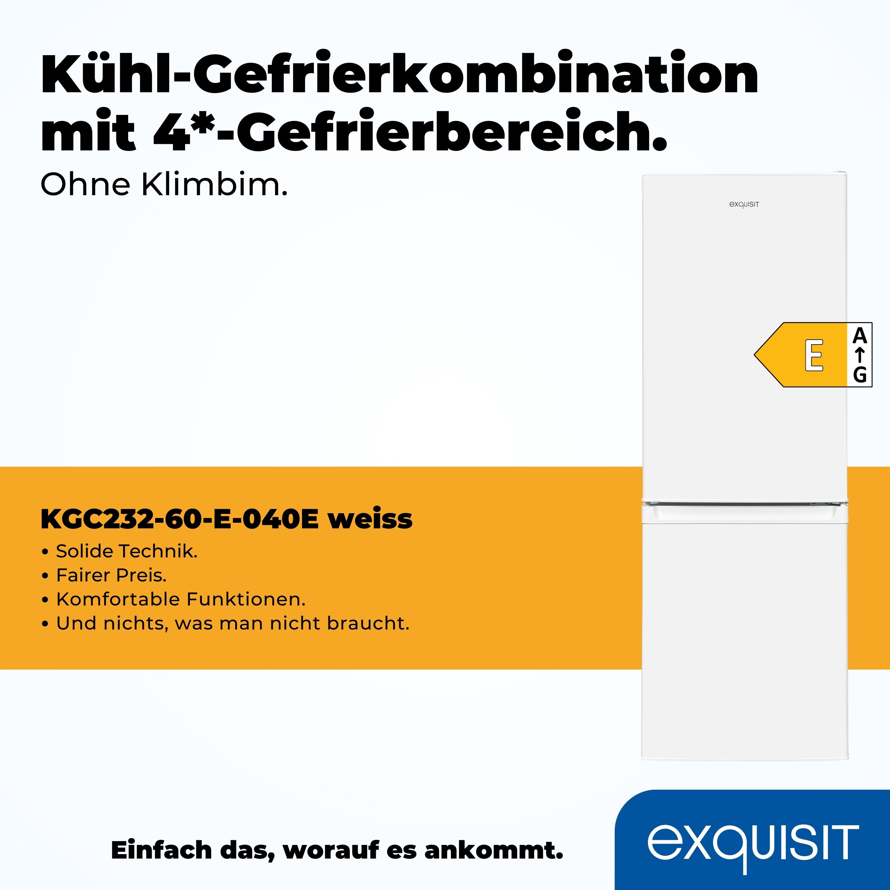 exquisit Kühl-/Gefrierkombination KGC232-60-E-040E, 142,2 cm hoch, 50 cm breit, 173 L Volumen, 4 Sterne Gefrieren – Bild 4 von 5