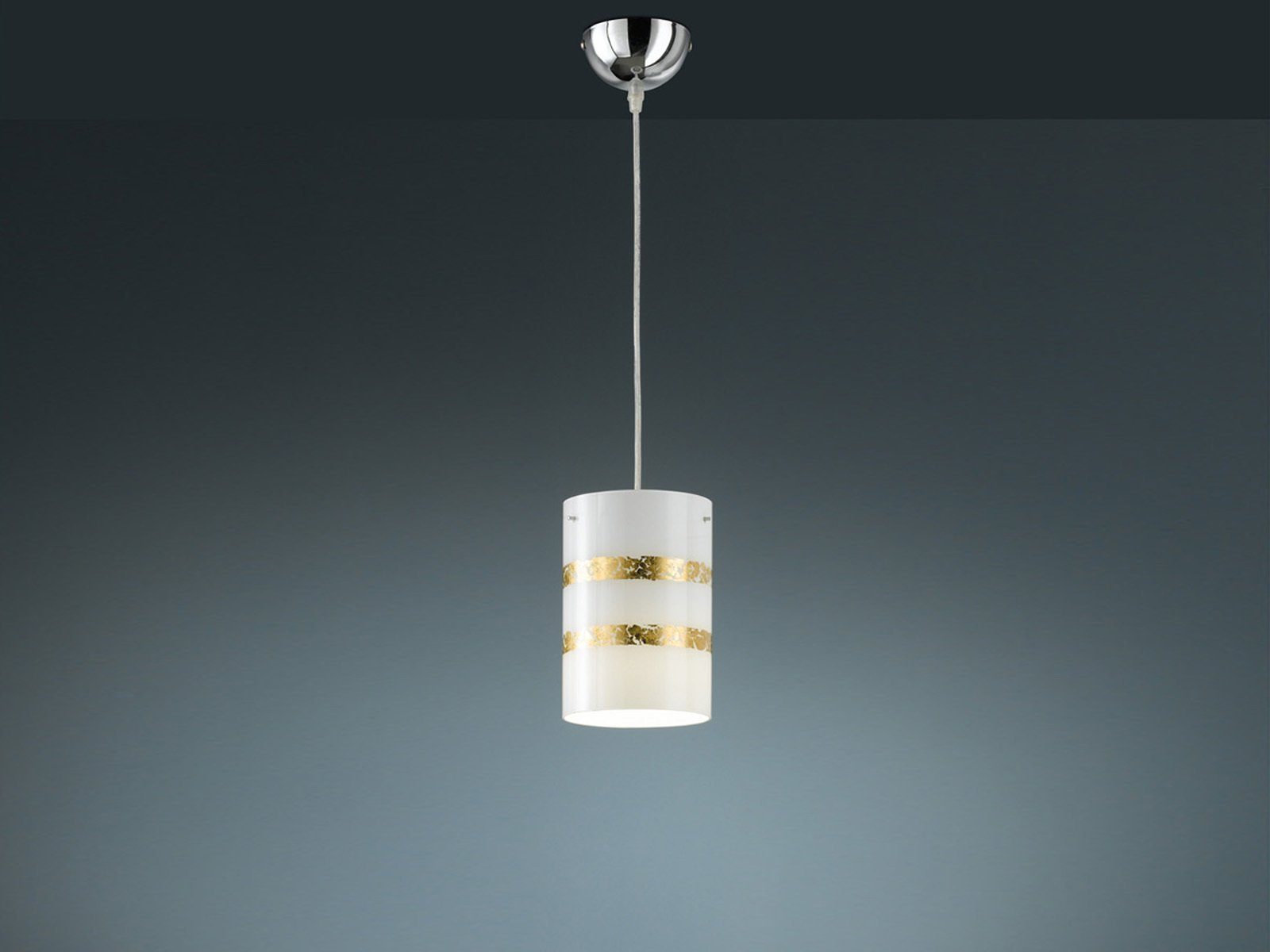 meineWunschleuchte Design, Gold wechselbar, klein Designerlampen LED Opal-Glas Lampenschirme Ø14cm Dekor Pendelleuchte, LED Warmweiß,