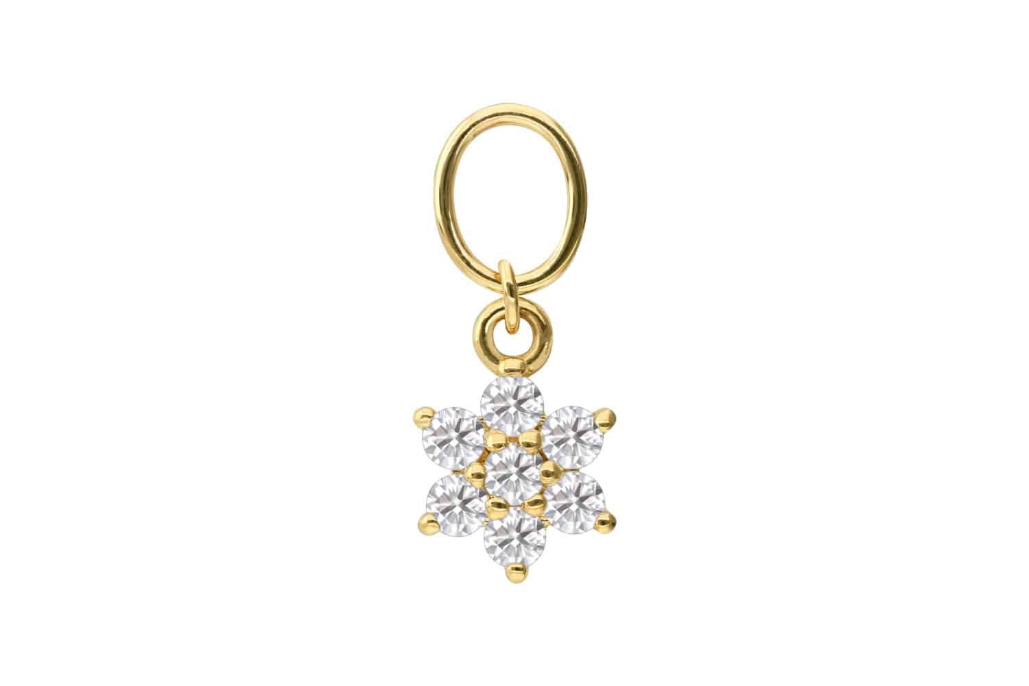 Piercing-Set 18 Karat Gold Anhänger für Clicker MOISSANIT-BLUME