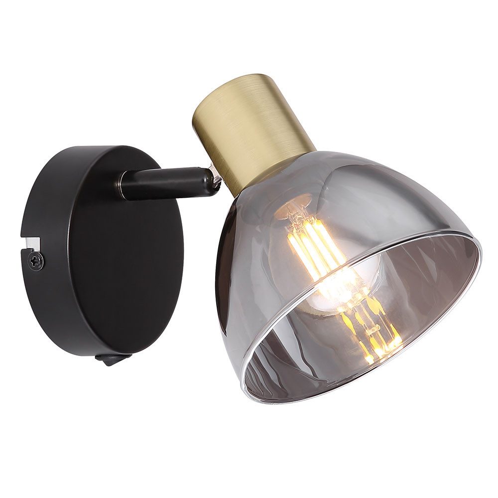 GLOBO LIGHTING Wandleuchte, Leuchtmittel nicht inklusive, Wandstrahler mit Schalter Wandspot Wandleuchte Glas bronzefarben Spot