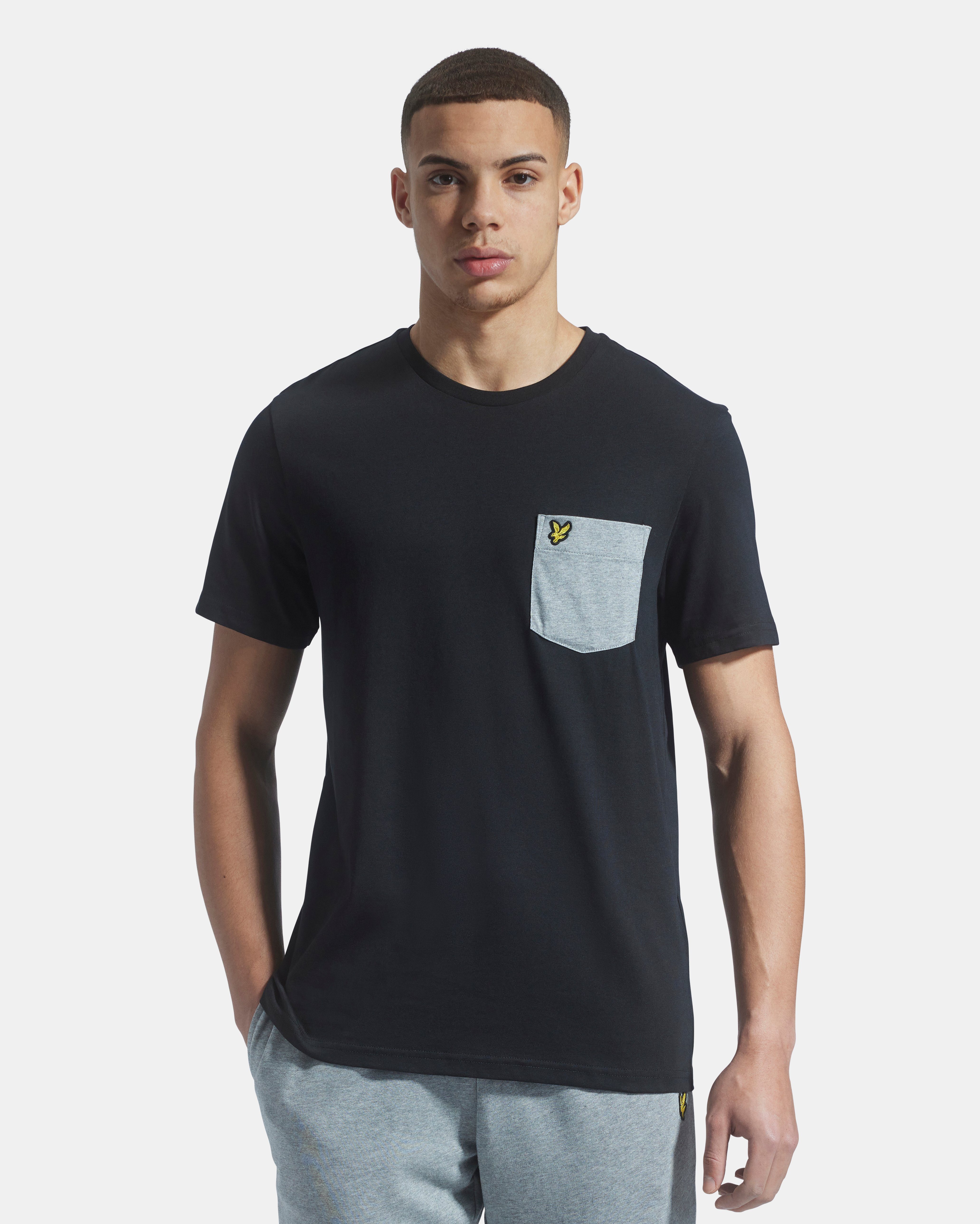 Lyle & Scott T-Shirt LS T-Shirt NOS mit Logostickerei auf der Brust jet black/mid grey