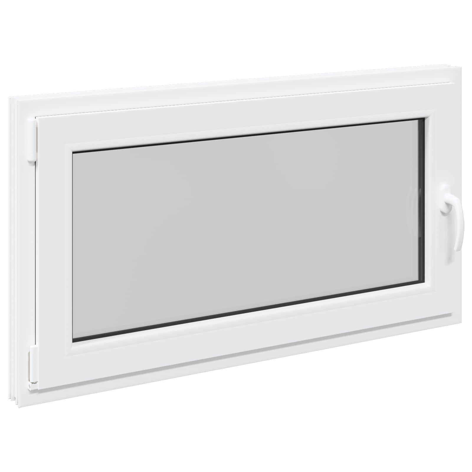 vidaXL Fenster Kellerfenster RISOR 110 x 70 cm PVC und Glas Weiß, (1 St)