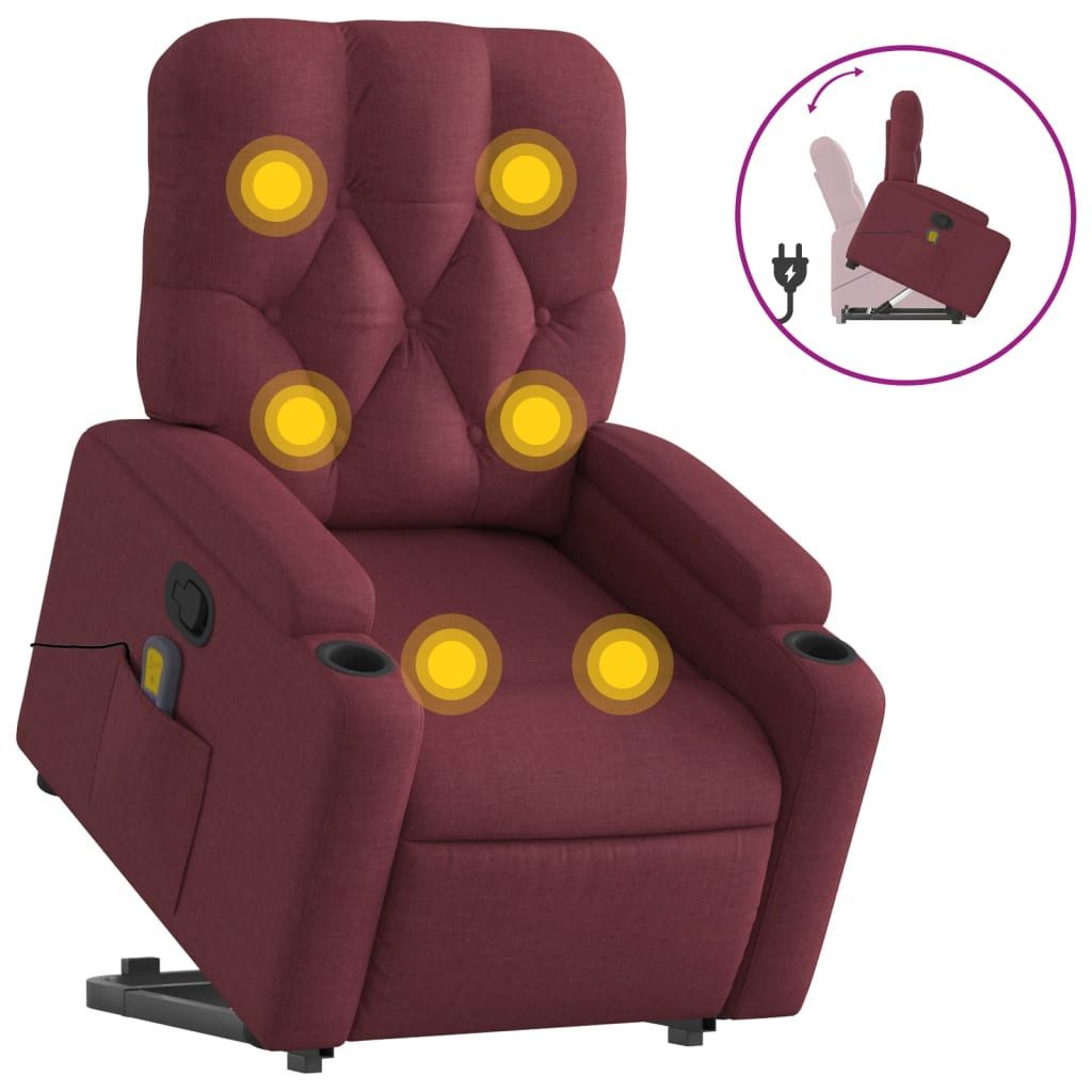 vidaXL Sessel Massagesessel mit Aufstehhilfe Weinrot günstig online kaufen