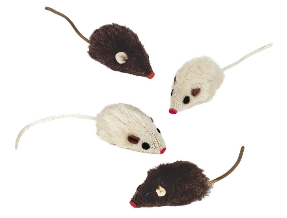 Nobby Tier-Beruhigungspheromone Plüschmaus mit Rassel, 5cm, 4St.
