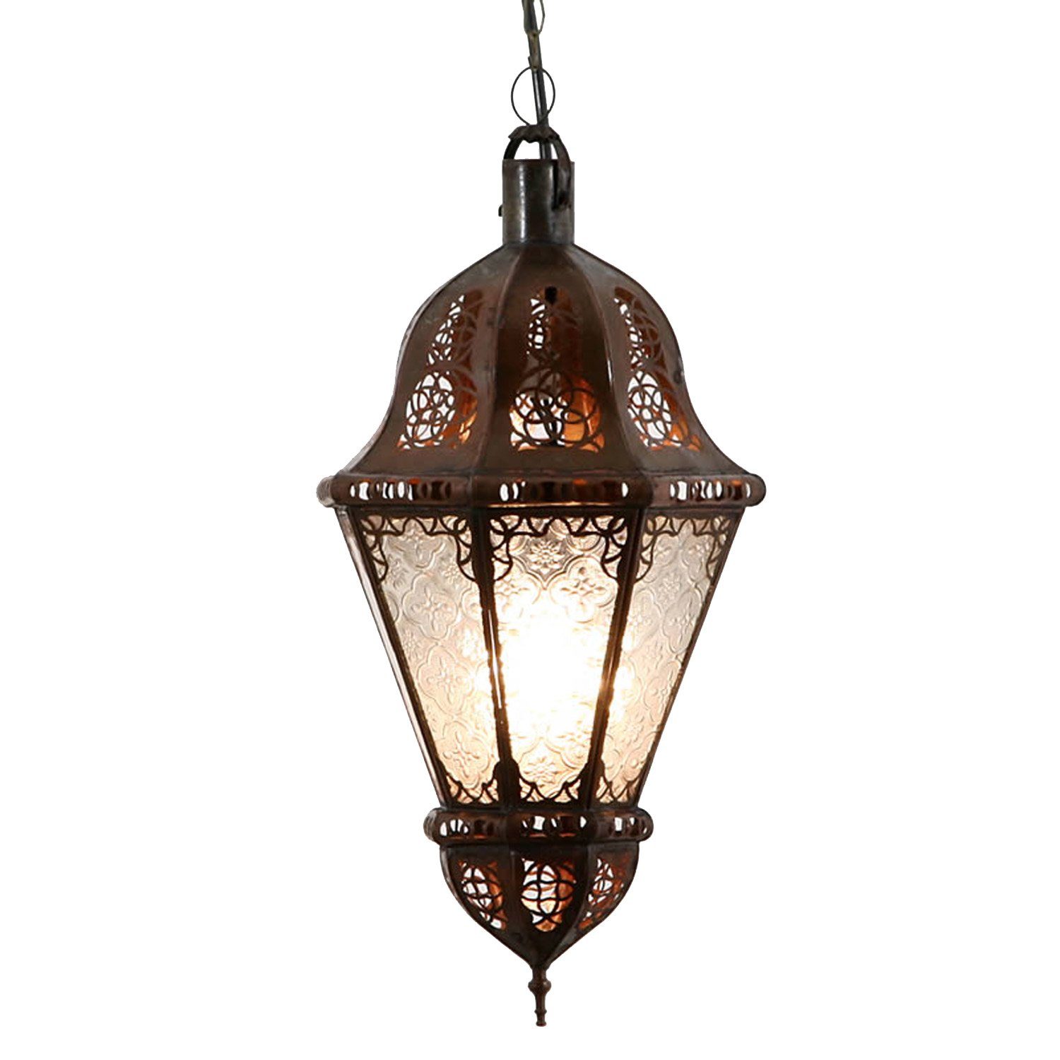 Casa Moro Lampenschirm Handmade Weiß Hängeleuchte aus L1392 Salma Marokkanische Lampe und orientalische Eisen, Reliefglas