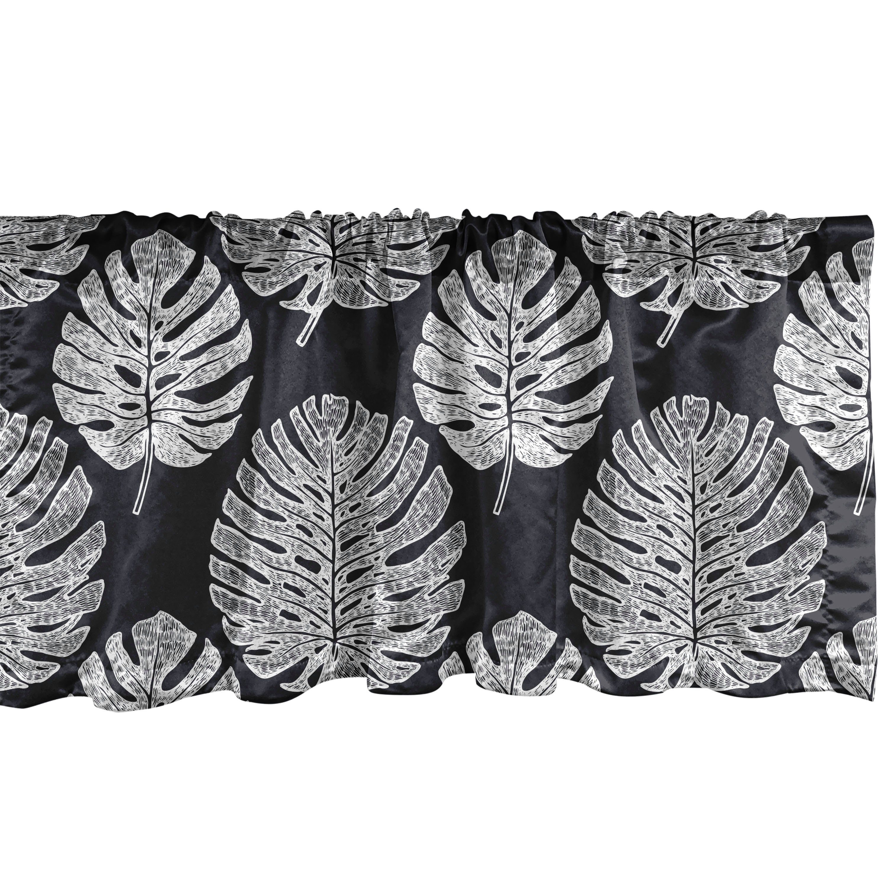 Stangentasche, Küche Scheibengardine Leaves Vorhang für Abakuhaus, Modernistic Philodendron mit Kunst Dekor Schlafzimmer Volant Microfaser,