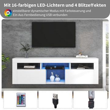 Gotagee TV-Schrank 140cm Hochglanz-TV-Panel Modern TV-Schrank TV lowboard Beistellschrank eine vielseitige Aufbewahrungslösung für Ihr Wohnzimmer