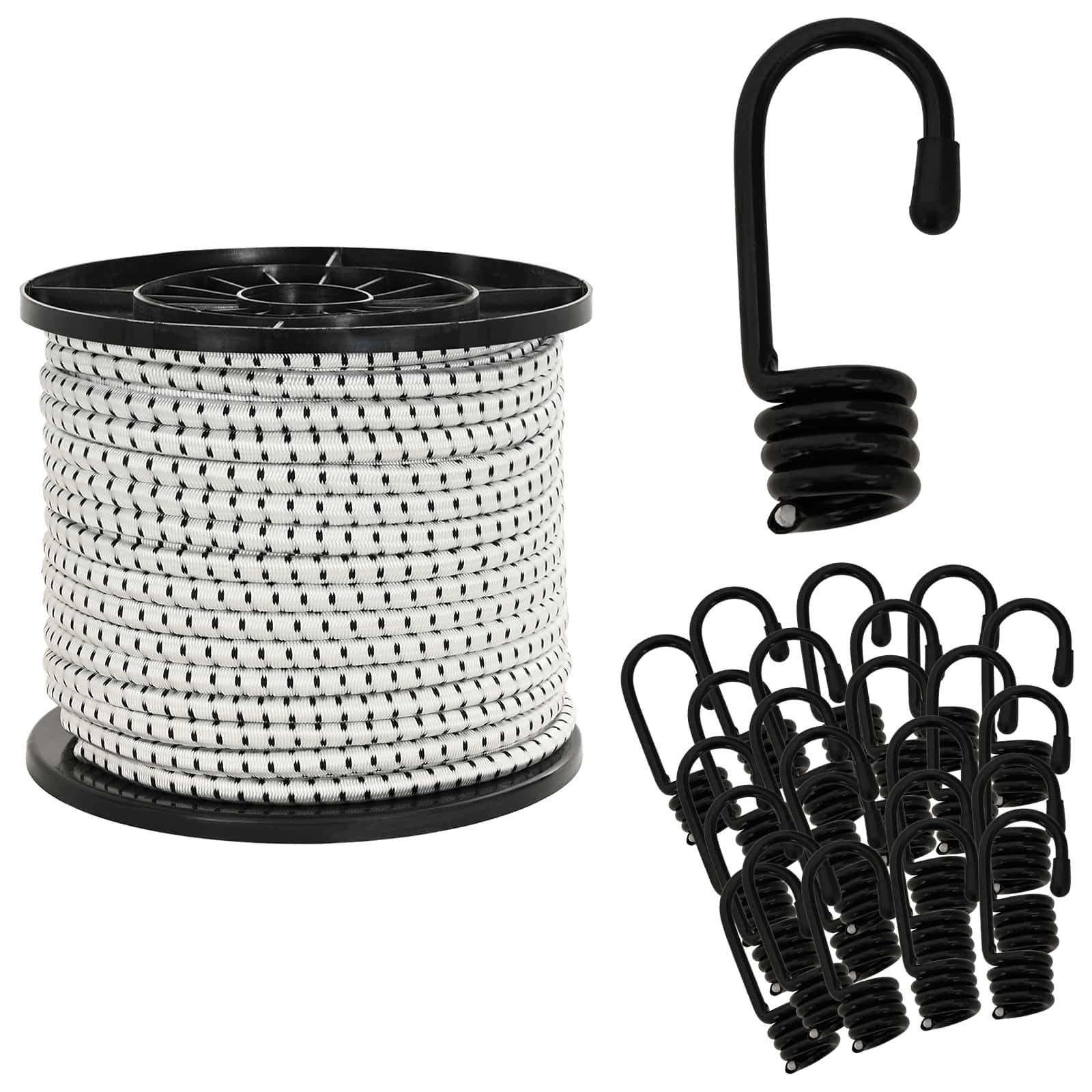 vidaXL Seil Bungee-Schnüre mit Haken 8 mm Schwarz und Weiß PP und Gummi