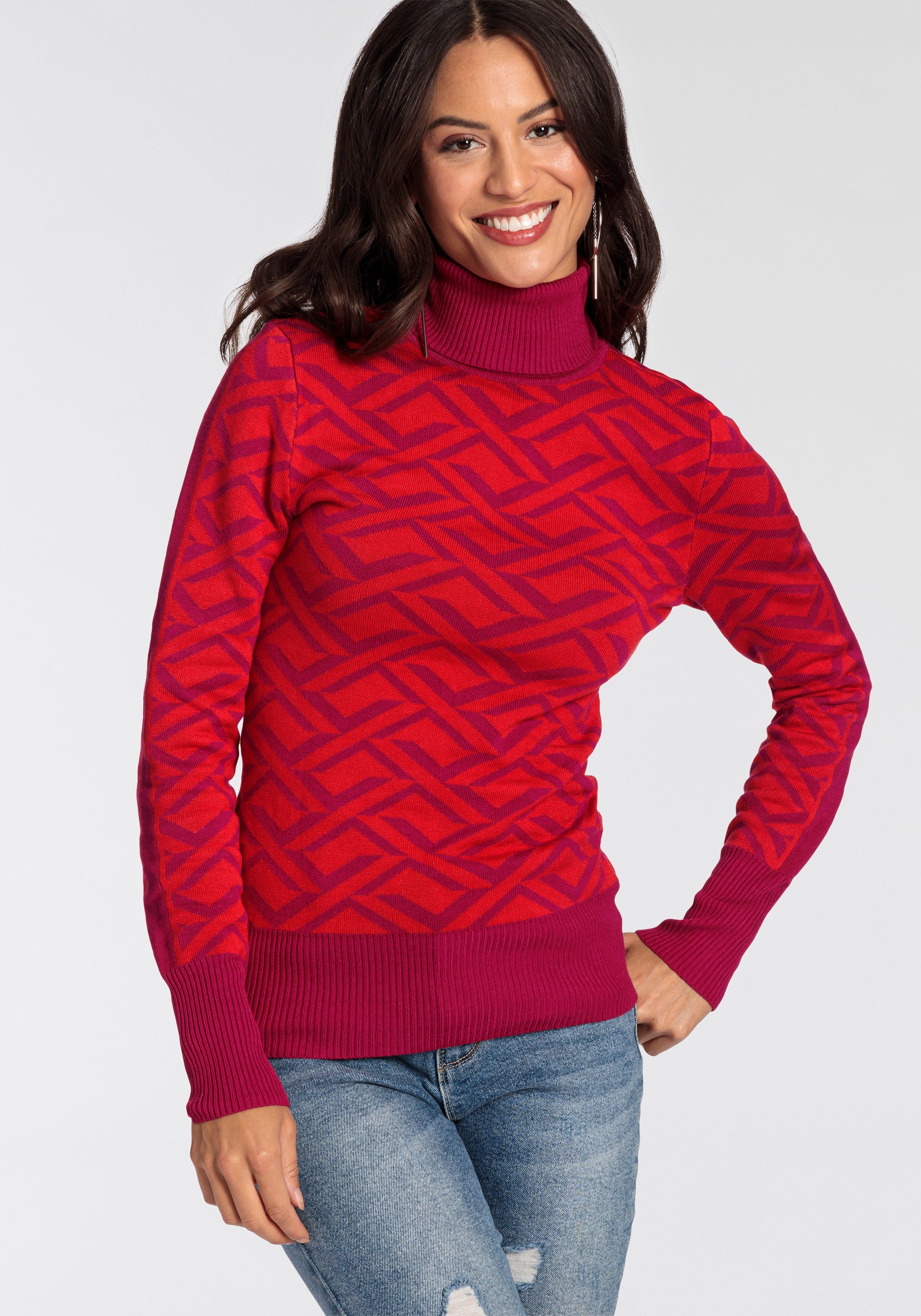 Melrose Rollkragenpullover mit Jacquard-Muster