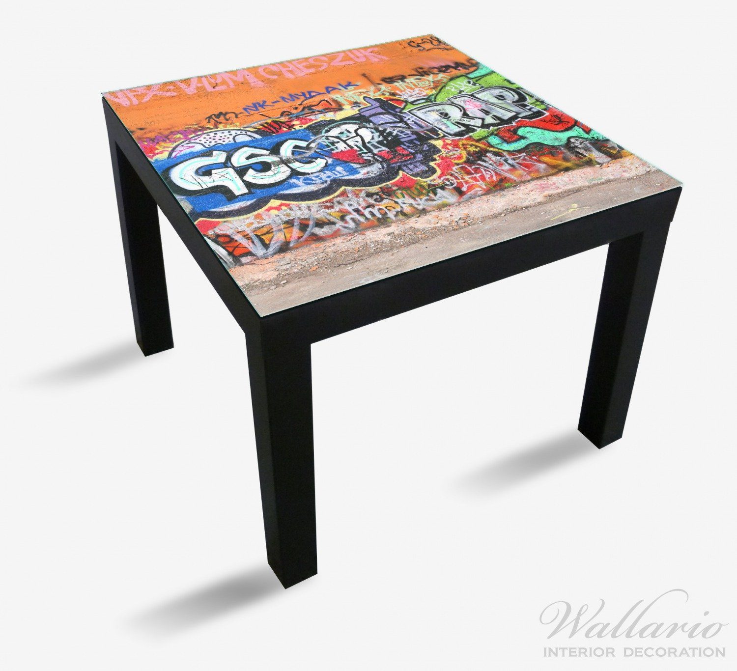 Tischplatte mit Tags für Wallario Lack (1 geeignet Wand verschiedenen RAP-Graffiti- St), Ikea Tisch