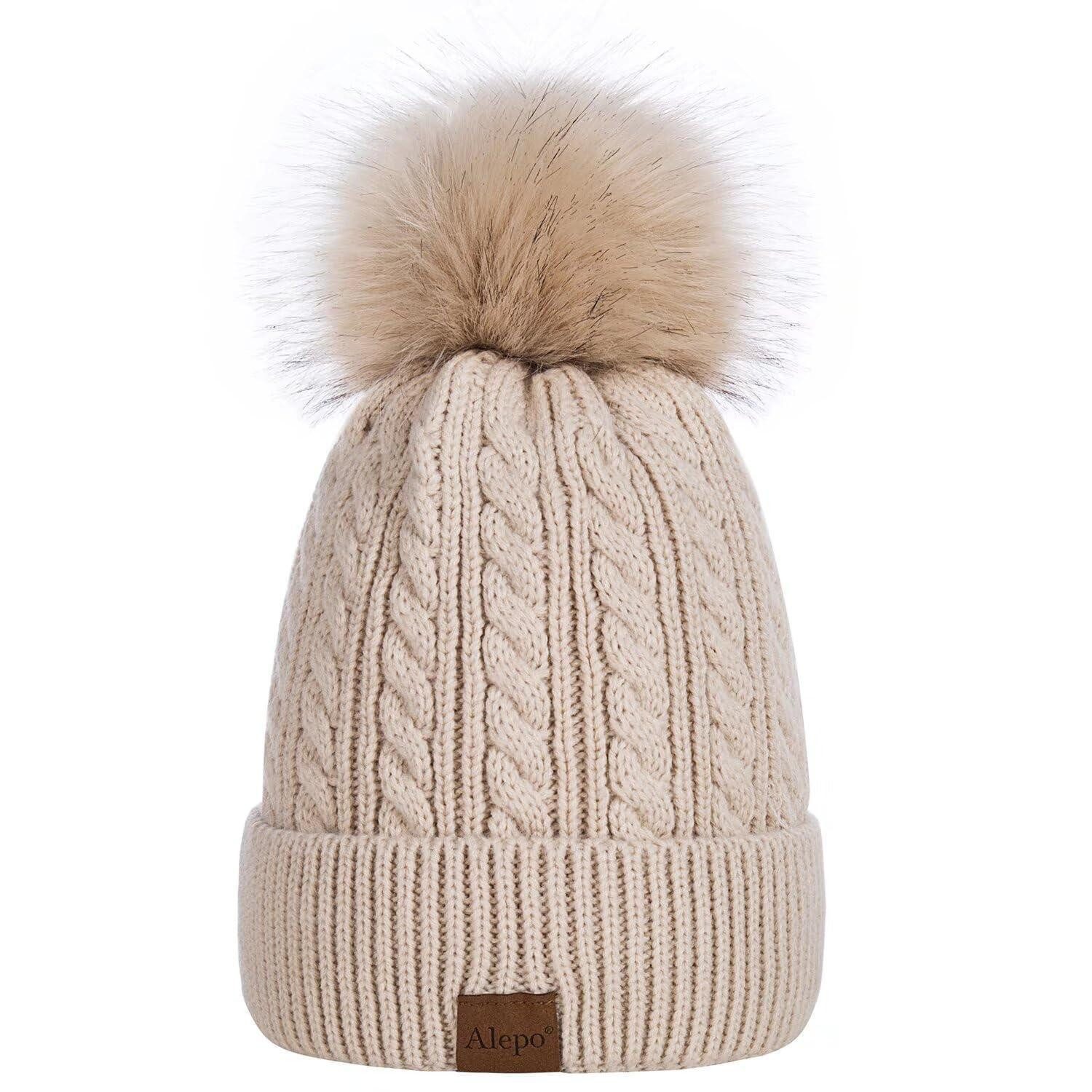LuxusKollektion Bommelmütze Mütze Damen Winter Bommel Fleece Gefüttert (1-St)