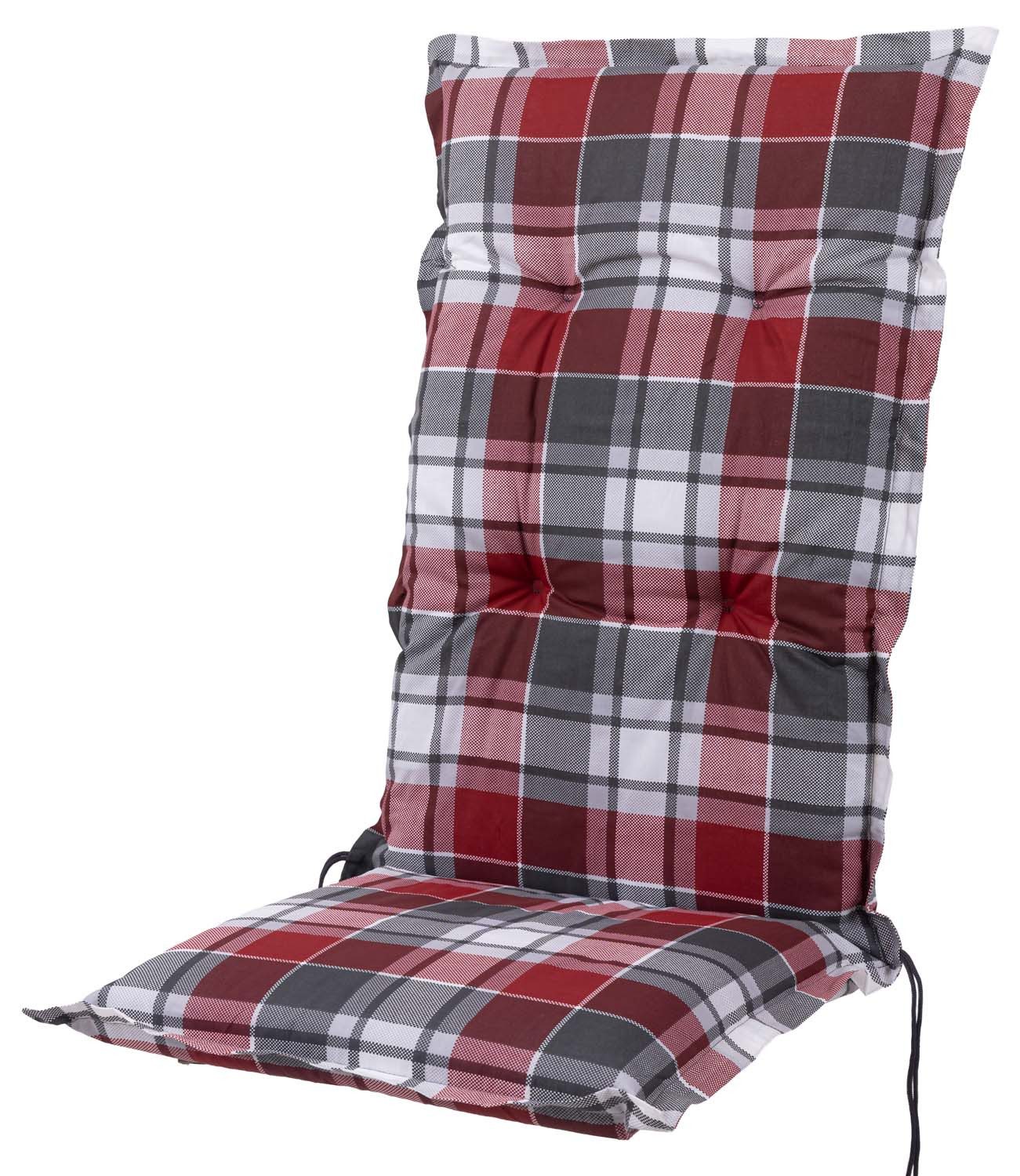Sun Garden Hochlehnerauflage Hochlehner Prato/Mülheim 10610-350 rot-grau weiß 120x52x8cm Sun Garden, (1 St), Halteband verstellbar mit Bindebändern