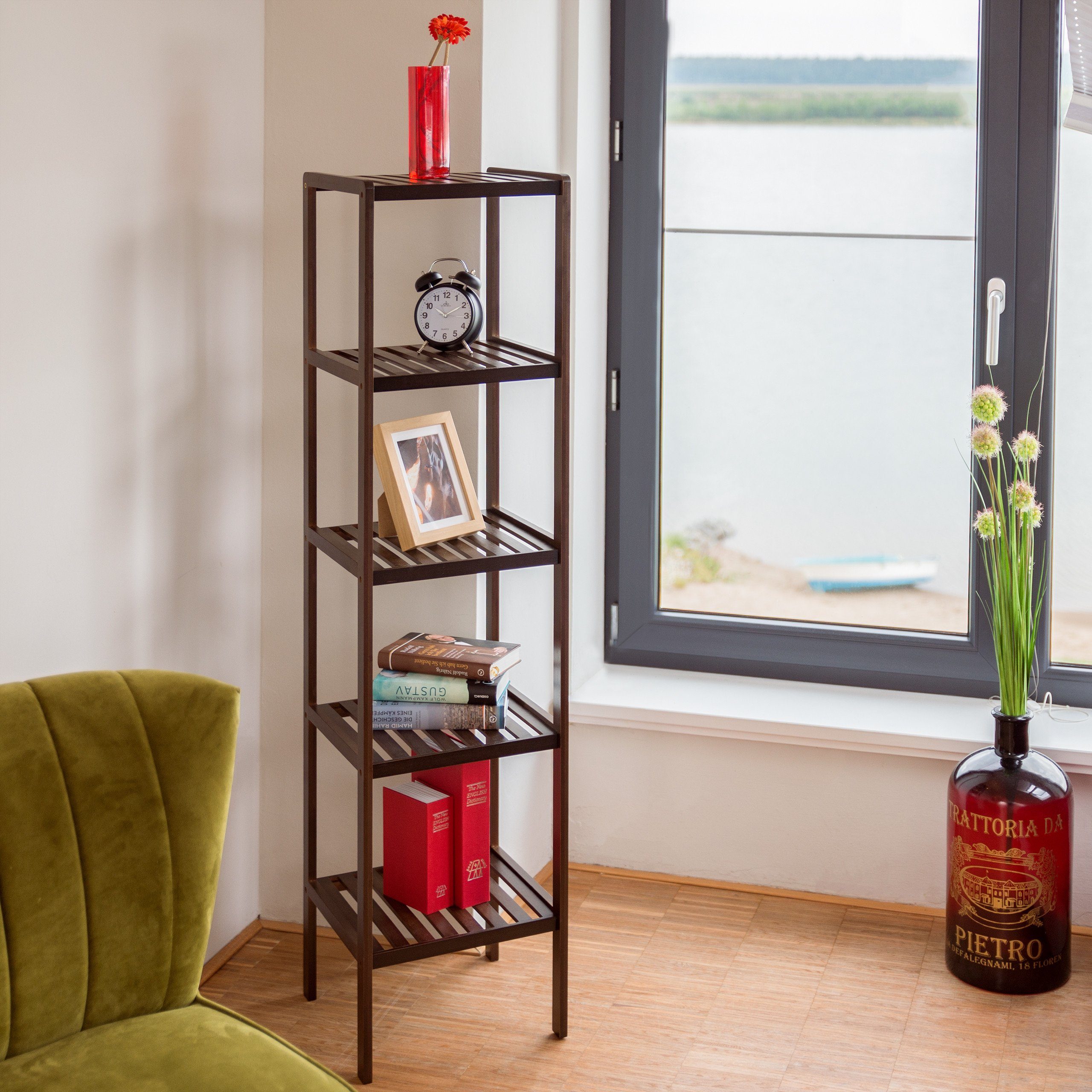 relaxdays Badregal Bambus Badregal dunkelbraun günstig online kaufen