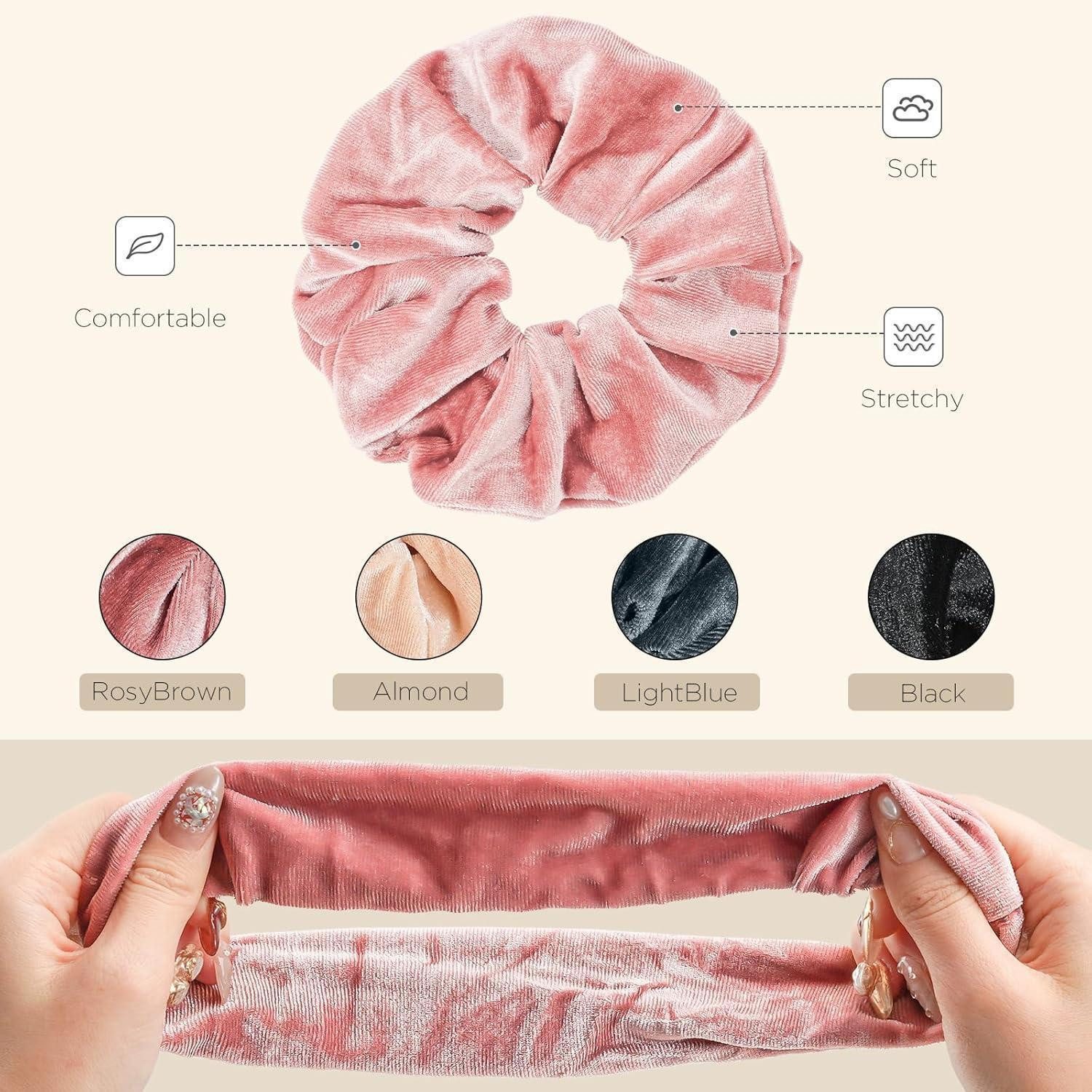 LuxusKollektion Haargummi 4er Set Velvet Haargummis Scrunchies in Geschenkbox - Haarbänder Damen