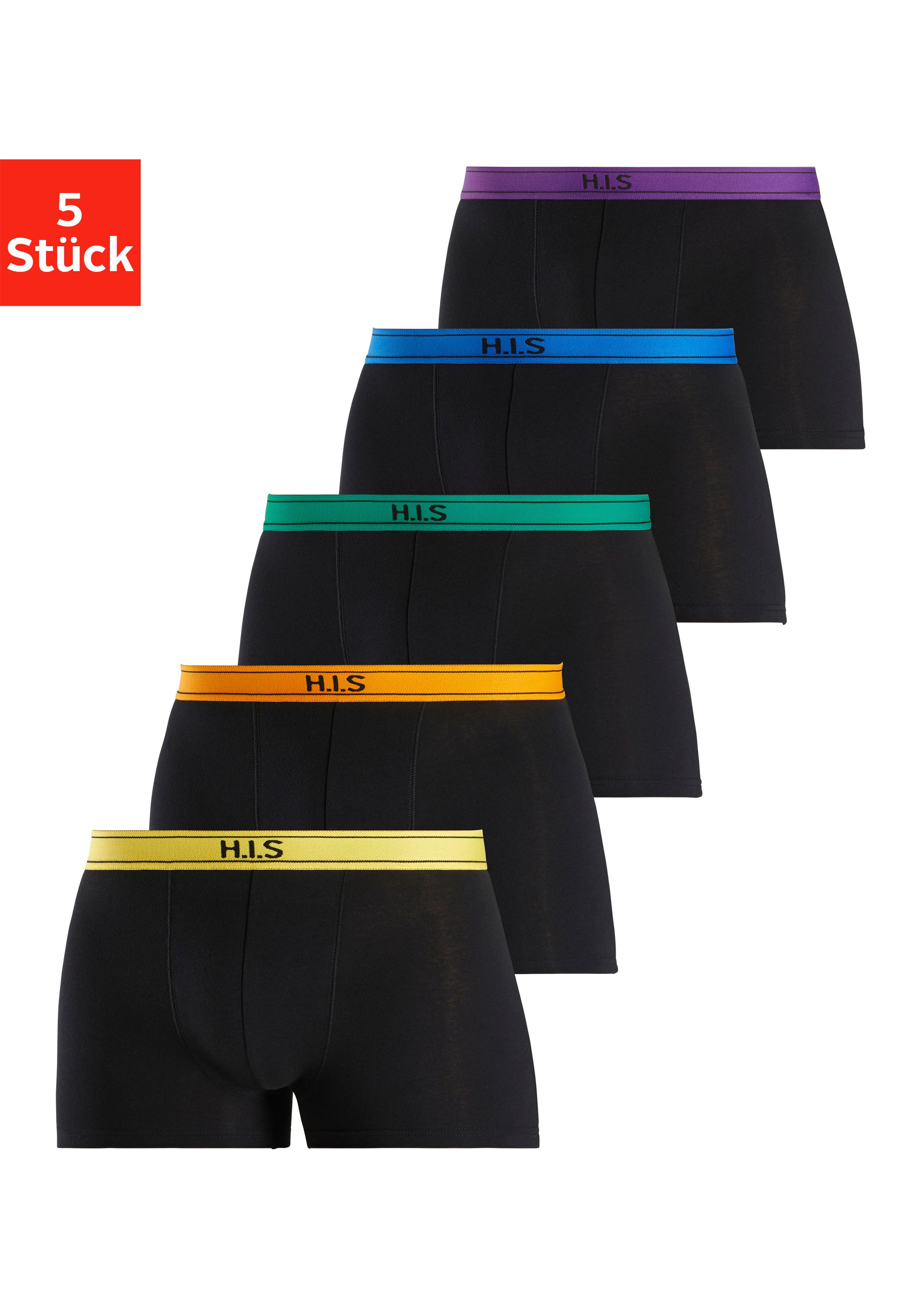 H.I.S Boxer Boxershorts für Herren (Packung, 5-St) mit Steifen und Logo im Bund