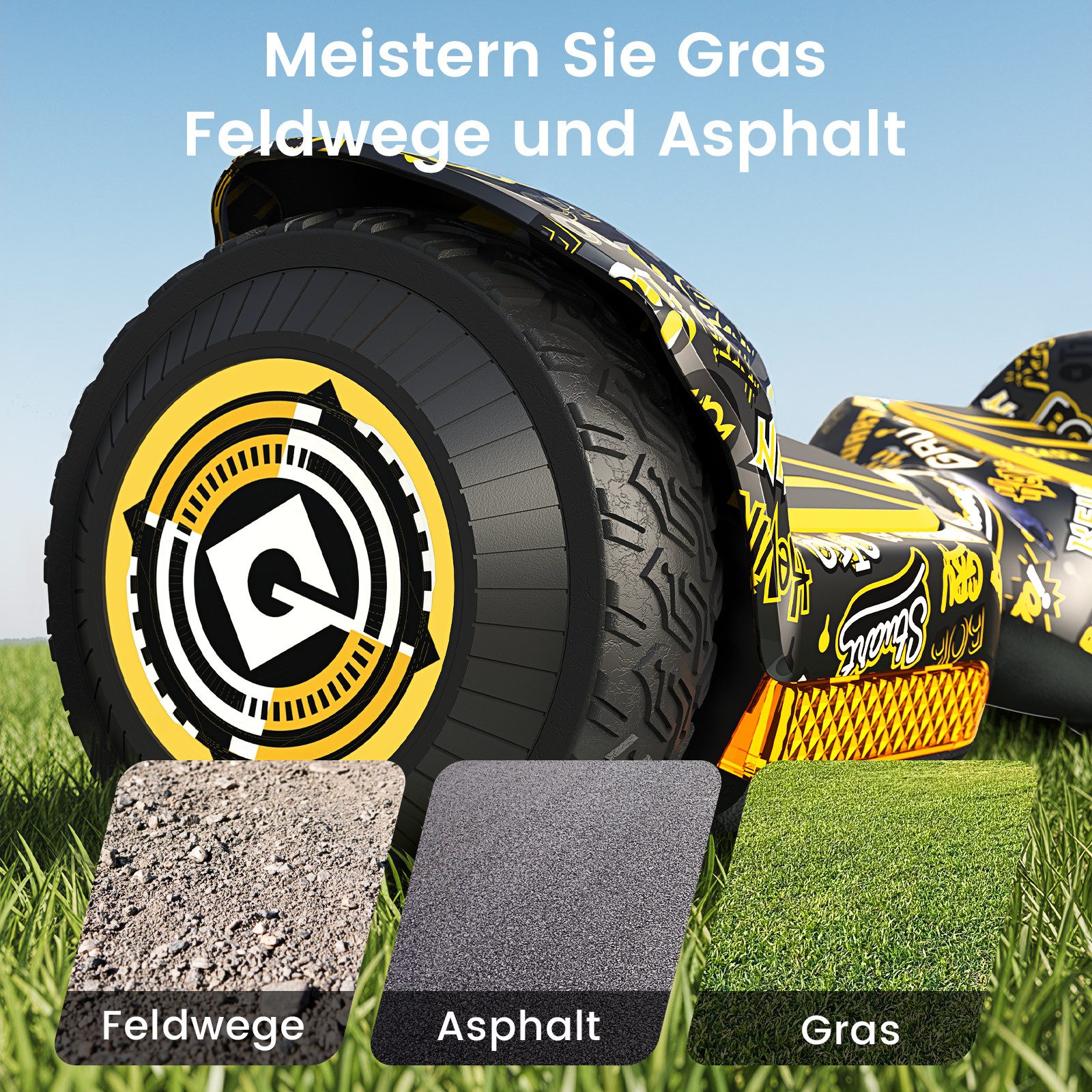 Gyroor Balance Scooter JD6, 6,5 Zoll Dual-Motor​ Minions Hoverboard mit Rundum-LED-Licht, (1 tlg), Bluetooth 500 W, 12.00 km/h, 15° Steigung, Für Kinder und Erwachsene