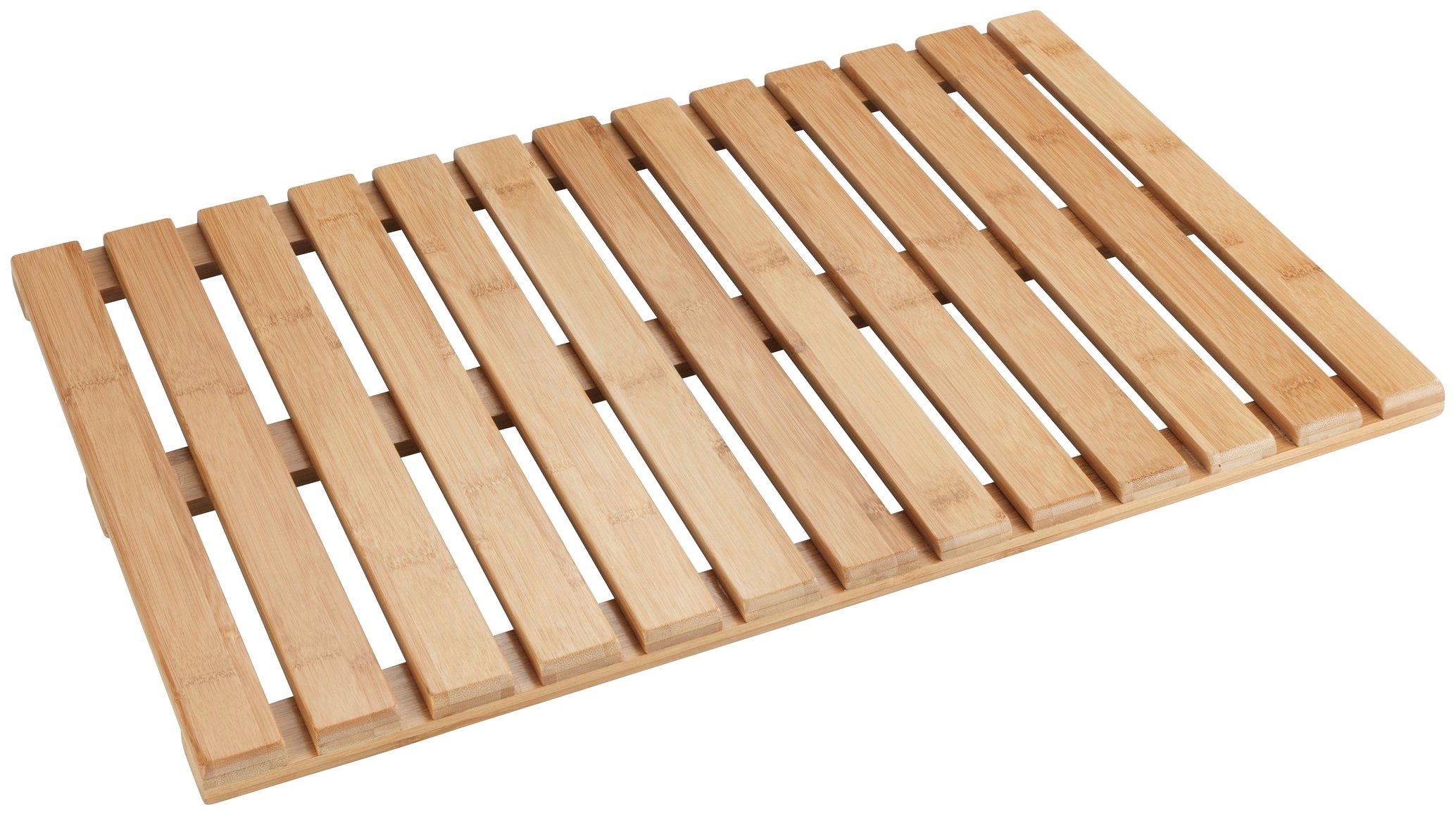 WENKO Badematte, Höhe 10 mm, rutschhemmend beschichtet, Bambus, rechteckig