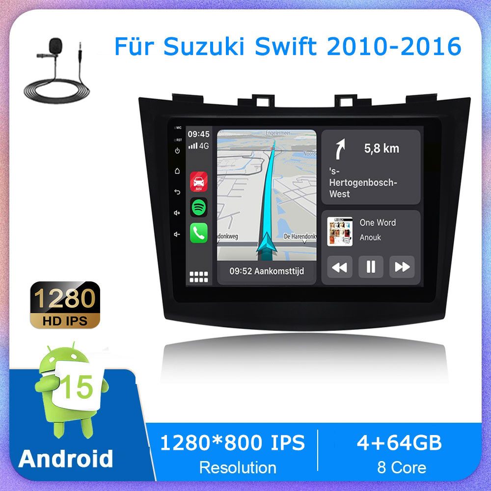 A-Sure 8-Core Android 15 Bluetooth5.0 GPS DAB+ Kam Für Suzuki Swift 2011-2017 Autoradio (Digitalradio (DAB), FM, RDS, USB, DSP, Apple Carplay)