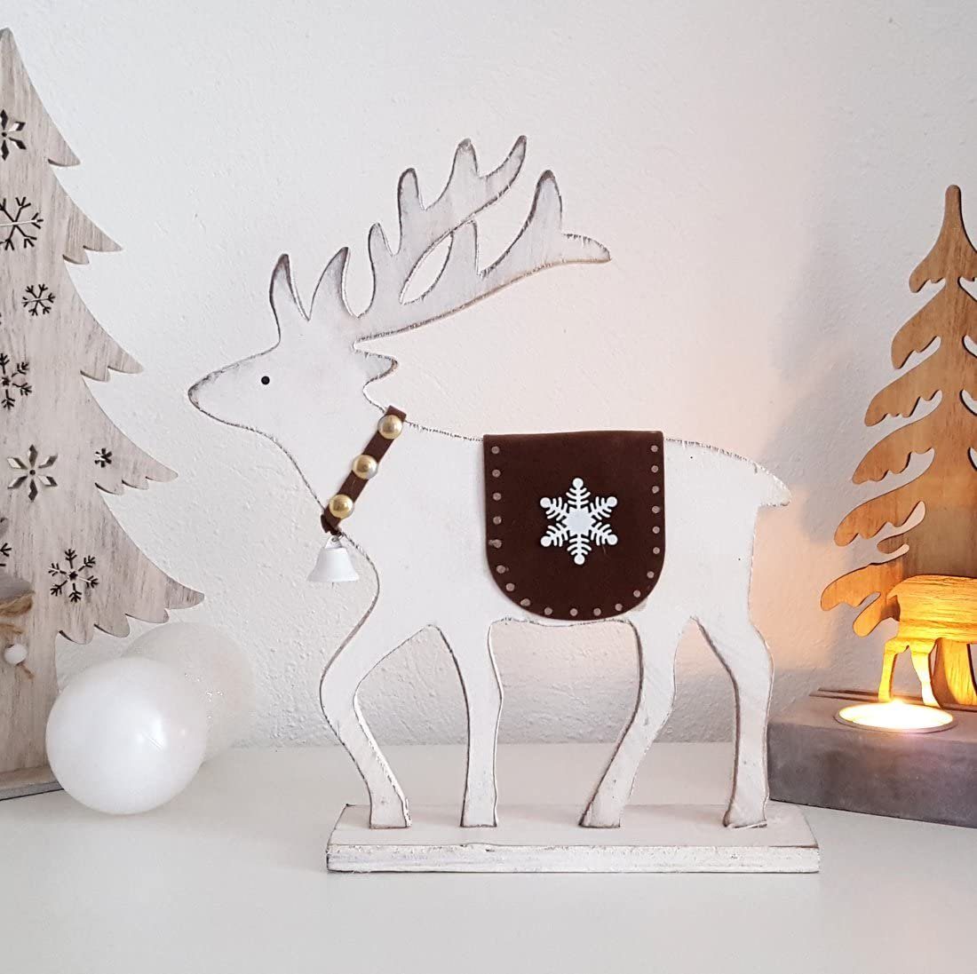 Dekofigur Weihnachtsdeko Deko Dekoration Weihnachten Tischdeko Hirsch