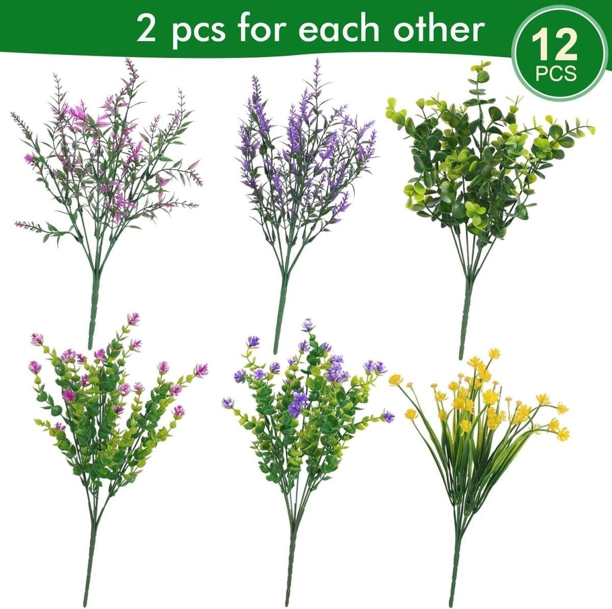 Kunstblume Künstliche Blumen Kunstpflanzen Außenbereich Sträucher, FELIXLEO – Bild 3 von 5