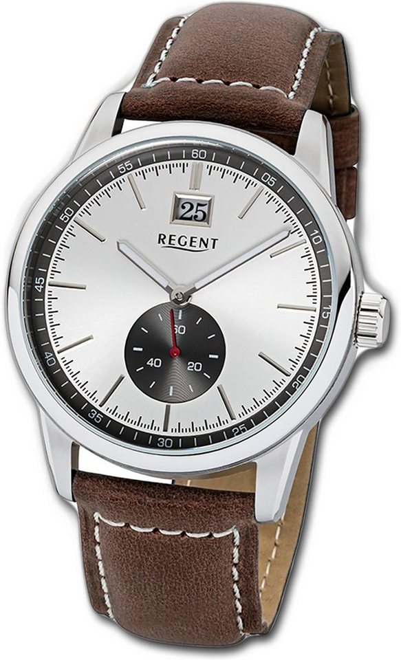 Regent Quarzuhr »D2URUM1606 Regent Leder Herrenuhr Quarzuhr Armband ...