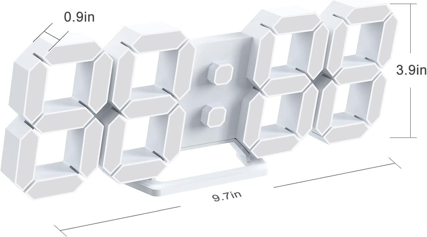 Tageslichtwecker 3D-Uhr digitaler großer LED-Wanduhr, MOUTEN Wecker,