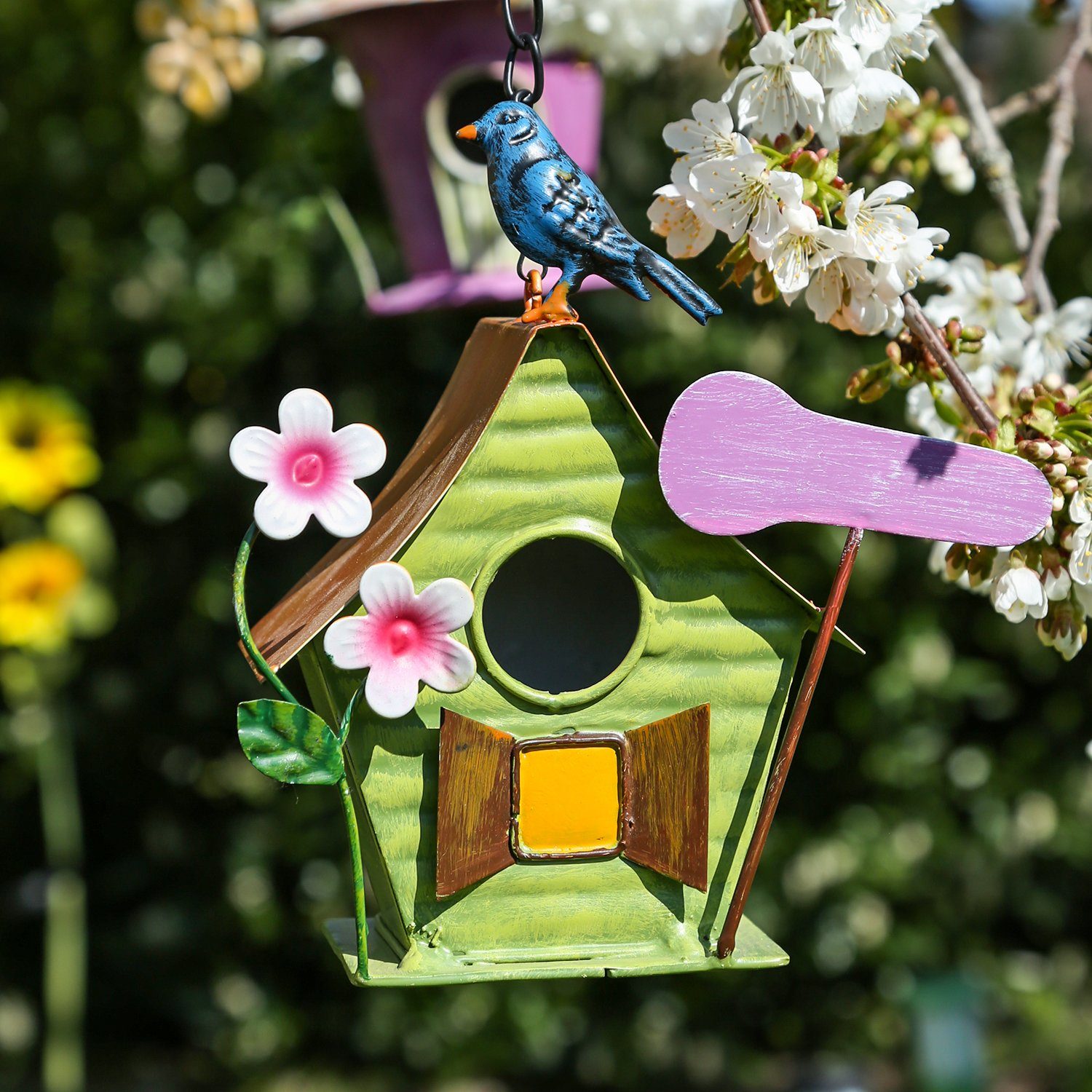 Nistkasten Vogelhaus Vogelhäuschen Aufhänger MARELIDA grün Vogelvilla Deko Nisthaus mit