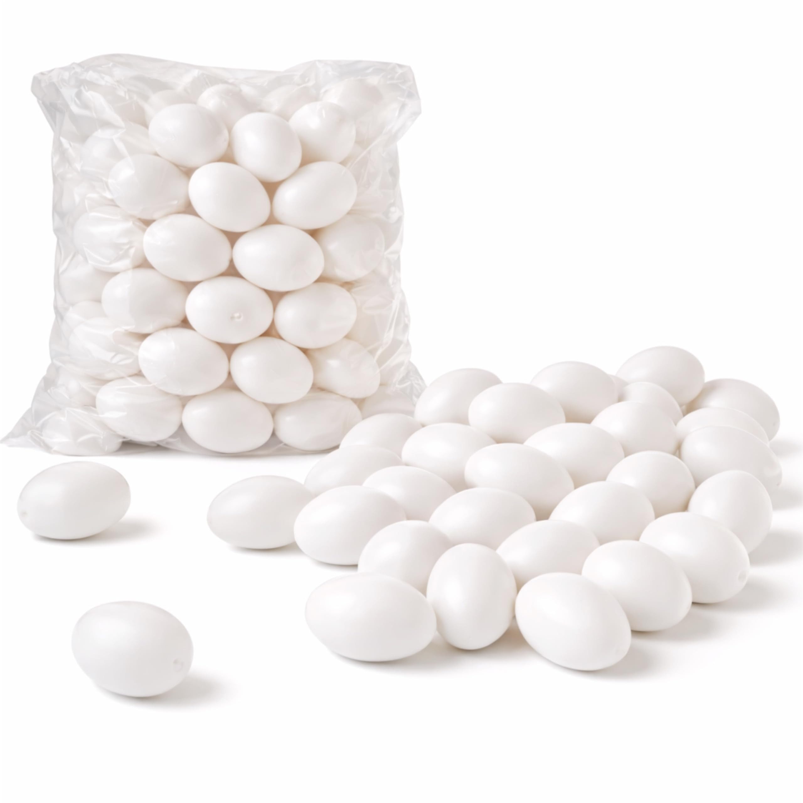 Hey!Easter® Osterei 50x Plastikeier 6 cm Weiß – Kunststoffeier für Osterdeko & Dekoration (Set, 50 St., 50er Set)