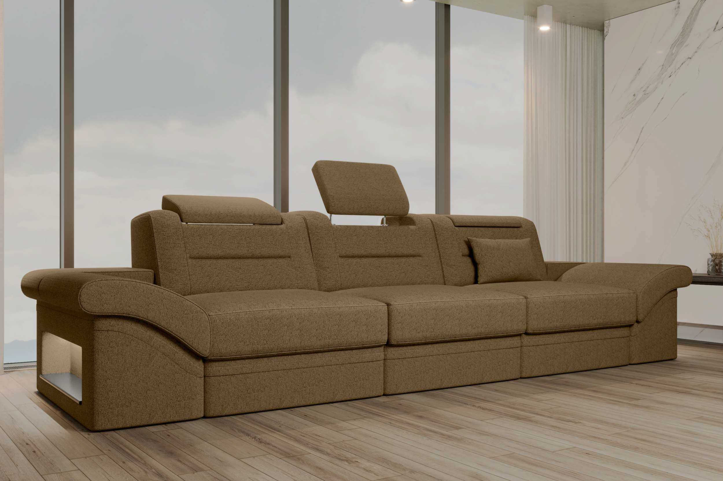 Sofa Dreams Polstergarnitur Couch Monza 3 Sitzer Stoffsofa, (Sofa, Big-Sofa), Designersofa Couch, 1 Zierkisse inklusive, LED