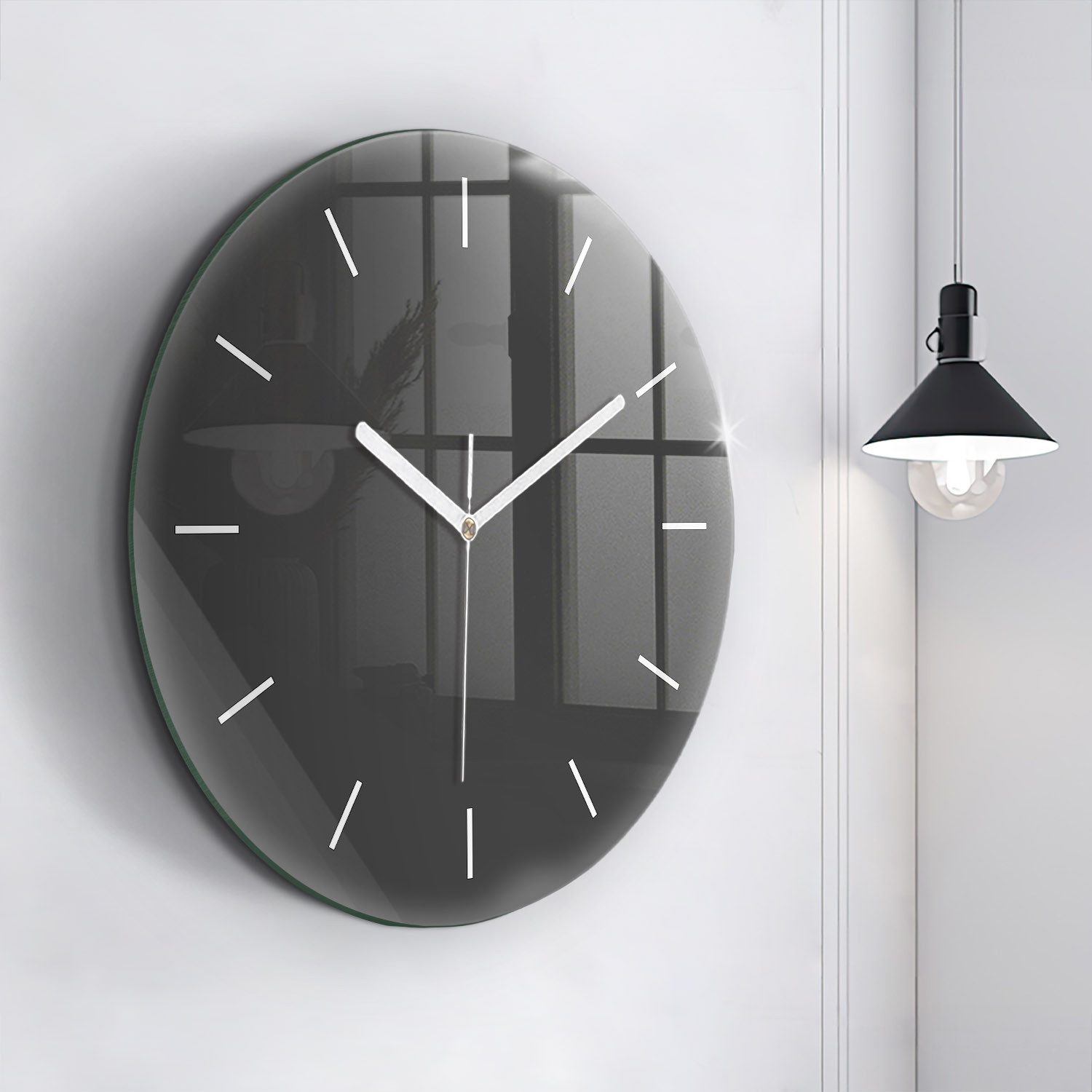 Tulup Wanduhr Glasrunde Uhr Moderne Glaswanduhr 60cm Uhr aus Gehärtetem Glas