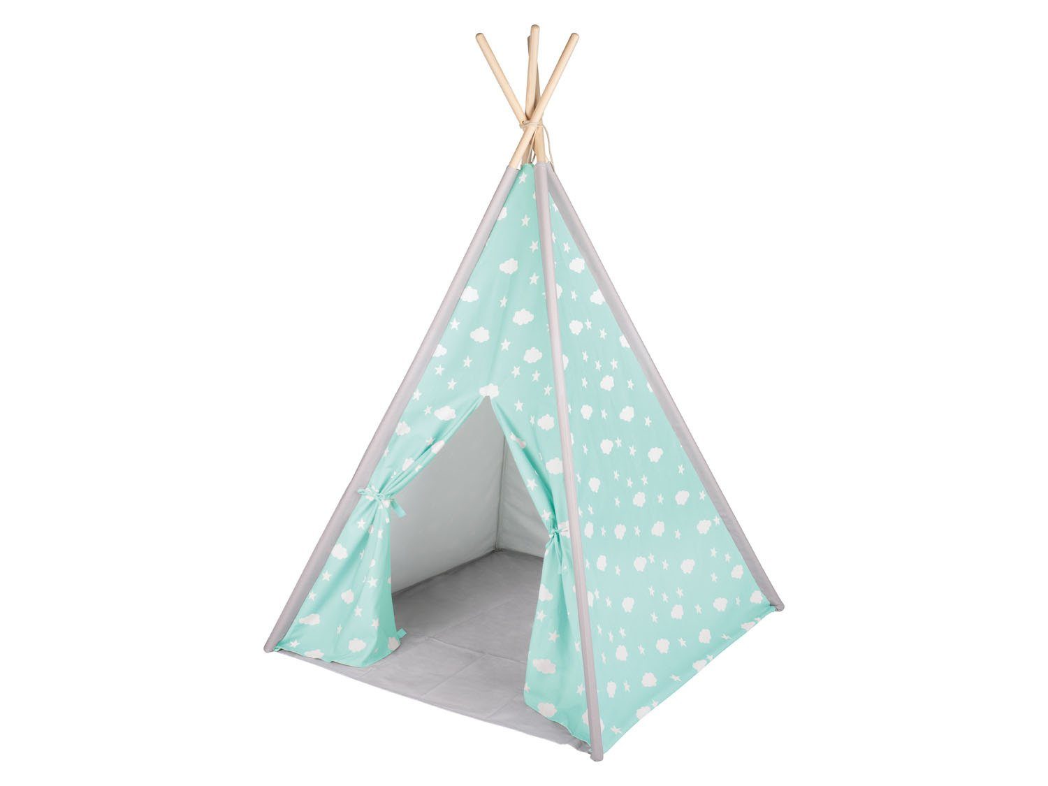 Playtive Spielzelt Kinder Tipi Zelt blau Jungs Kinderzelt ab 11/2 Jahre max. 50 kg massives Kiefernholz, strapazierfähige Baumwolle, einfacher Aufbau