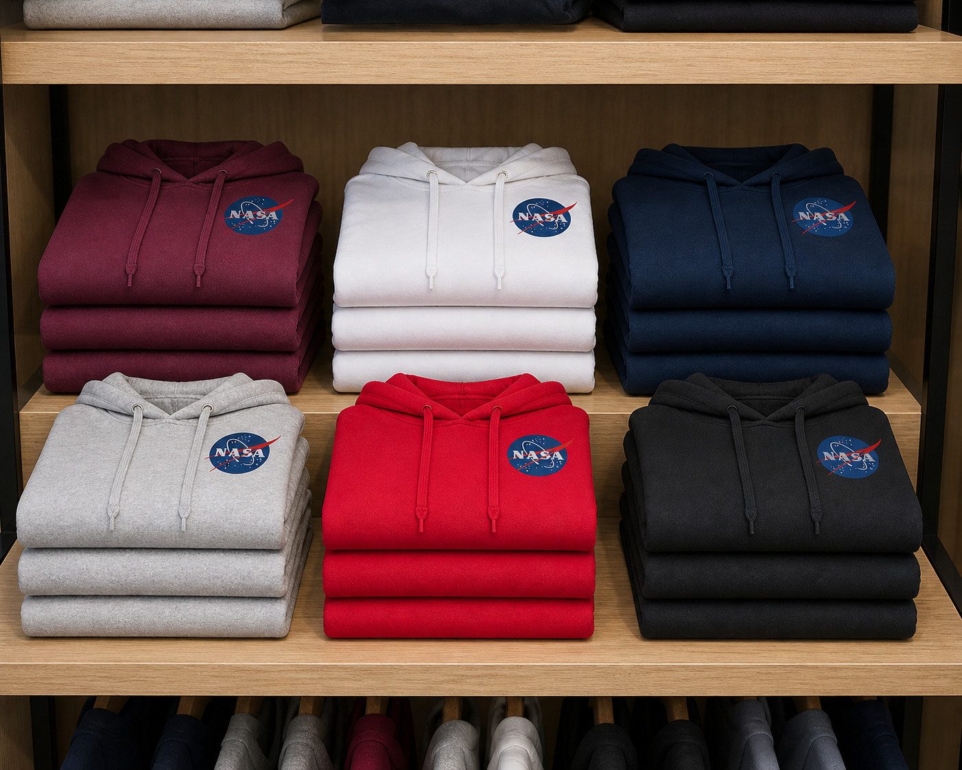 Blondie & Brownie Hoodie NASA Damen Kapuzenpullover Astronaut Mond Weltall Space Logo Hoodie (Einzelartikel, Einteilig) NASA Astronaut Space Streetwear Damen Hoody